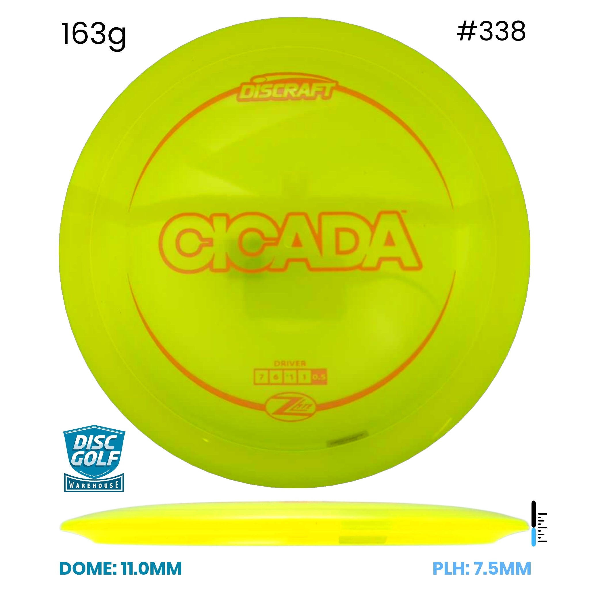 Disc Golf Warehouse Discraft Cicada - Z Lite Plastic Yellow/Red Metallic 163g