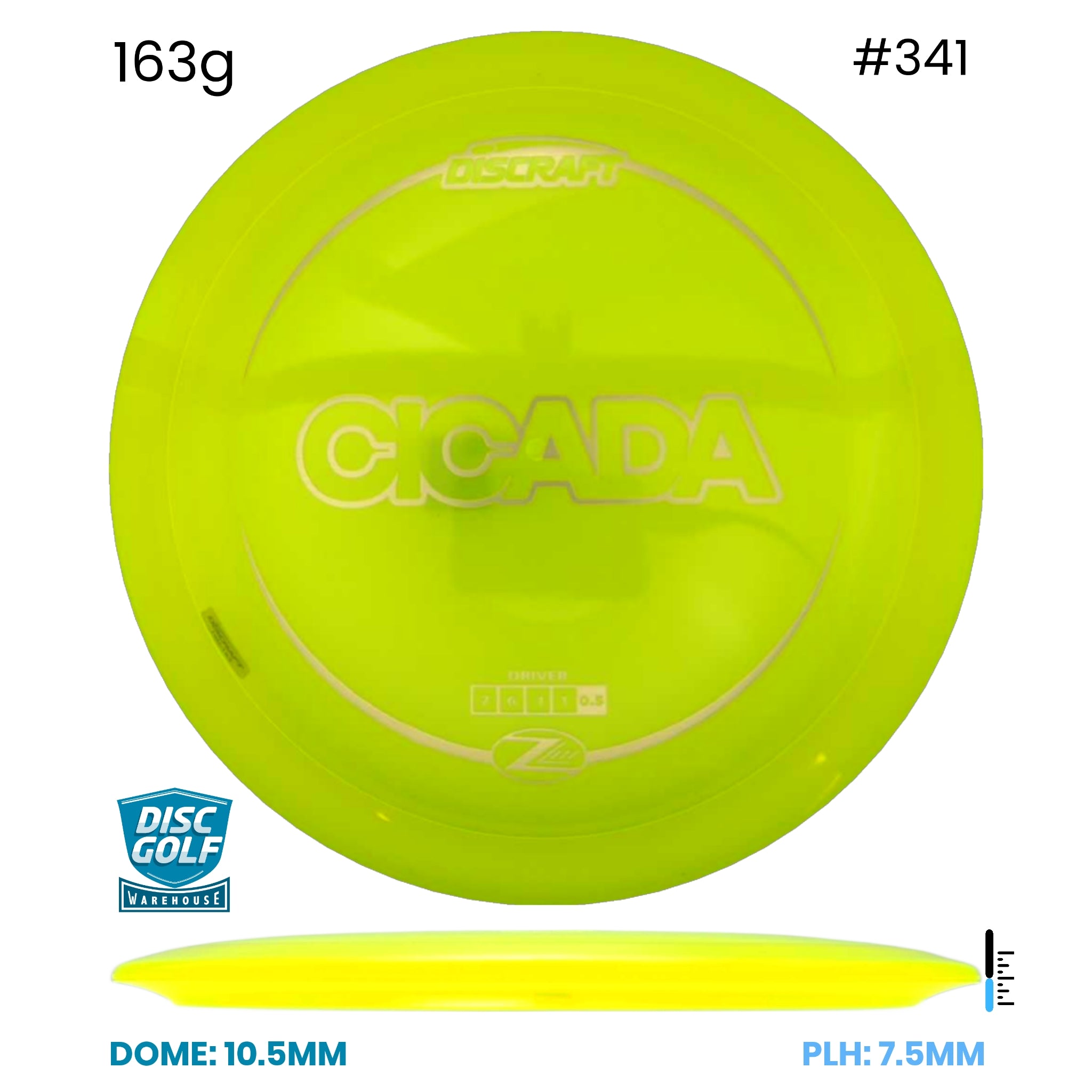 Disc Golf Warehouse Discraft Cicada - Z Lite Plastic Yellow/Silver 163g