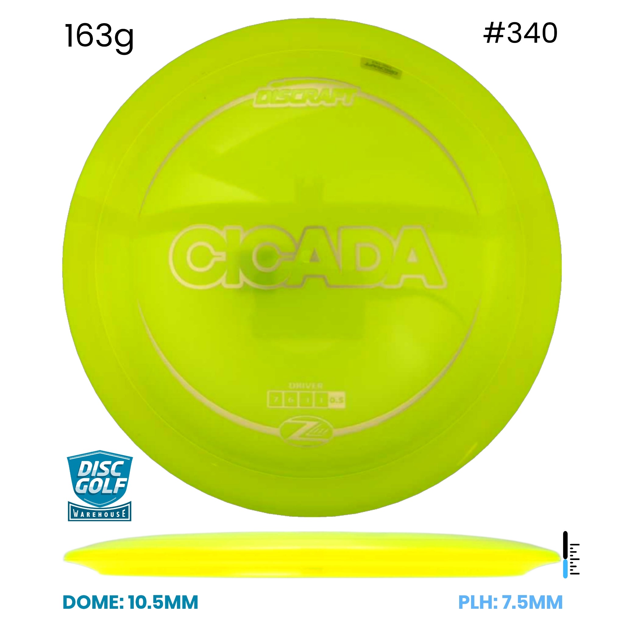 Disc Golf Warehouse Discraft Cicada - Z Lite Plastic Yellow/Silver 163g