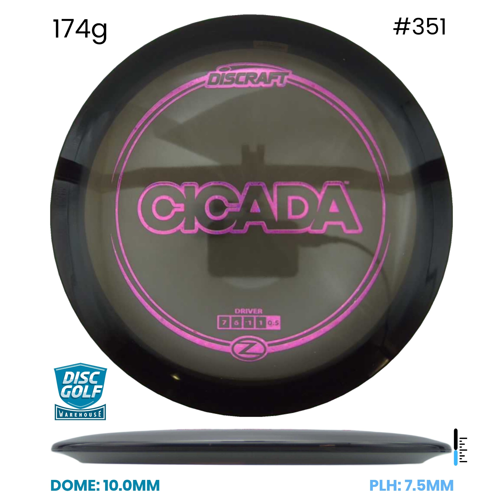 Disc Golf Warehouse Discraft Cicada - Z Plastic Black/Purple Metallic 174g