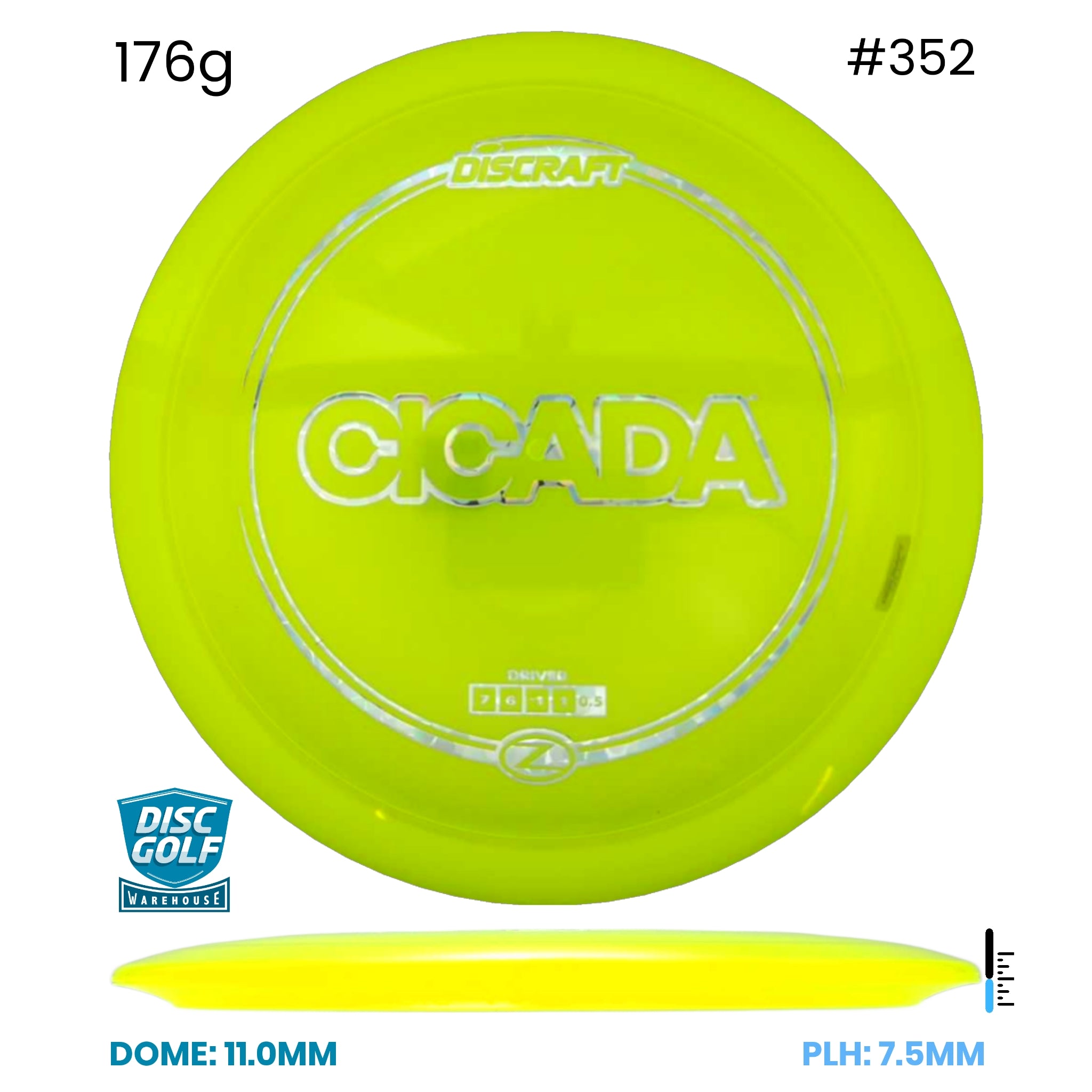 Disc Golf Warehouse Discraft Cicada - Z Plastic Yellow/Silver 176g