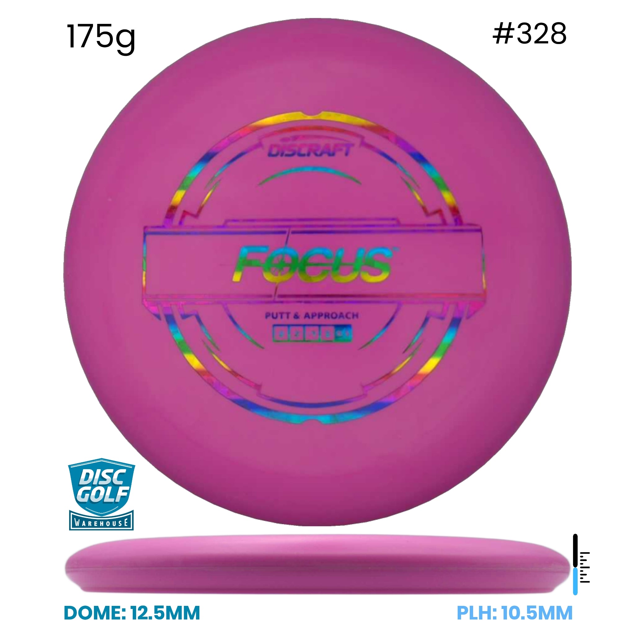 Disc Golf Warehouse Discraft Focus - Putter Line Pink/Rainbow Holo 175g