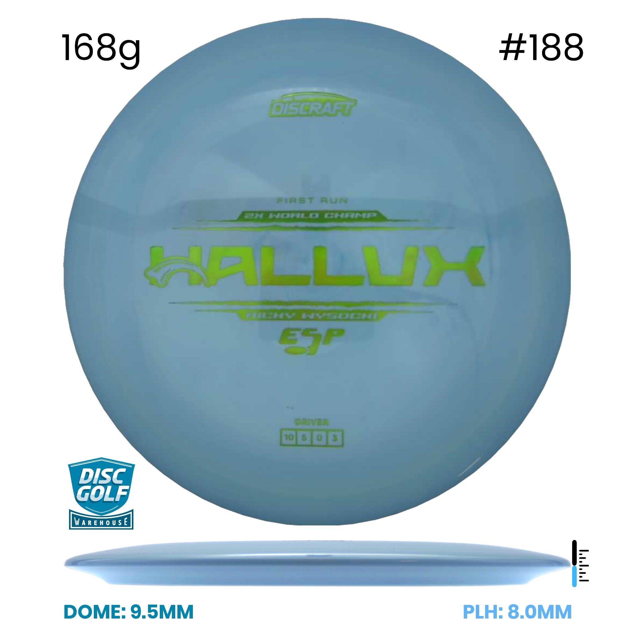 Disc Golf Warehouse Discraft Hallux - Ricky Wysocki ESP Plastic - First Run Blue/Green Metallic 168g