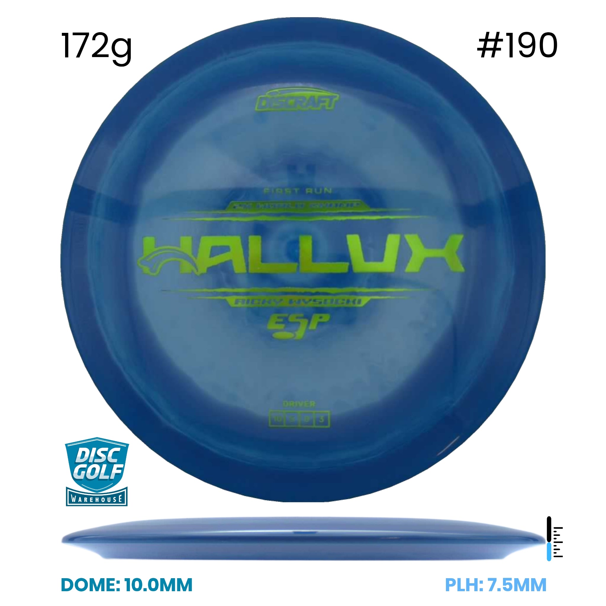 Disc Golf Warehouse Discraft Hallux - Ricky Wysocki ESP Plastic - First Run Blue/Green Metallic 172g