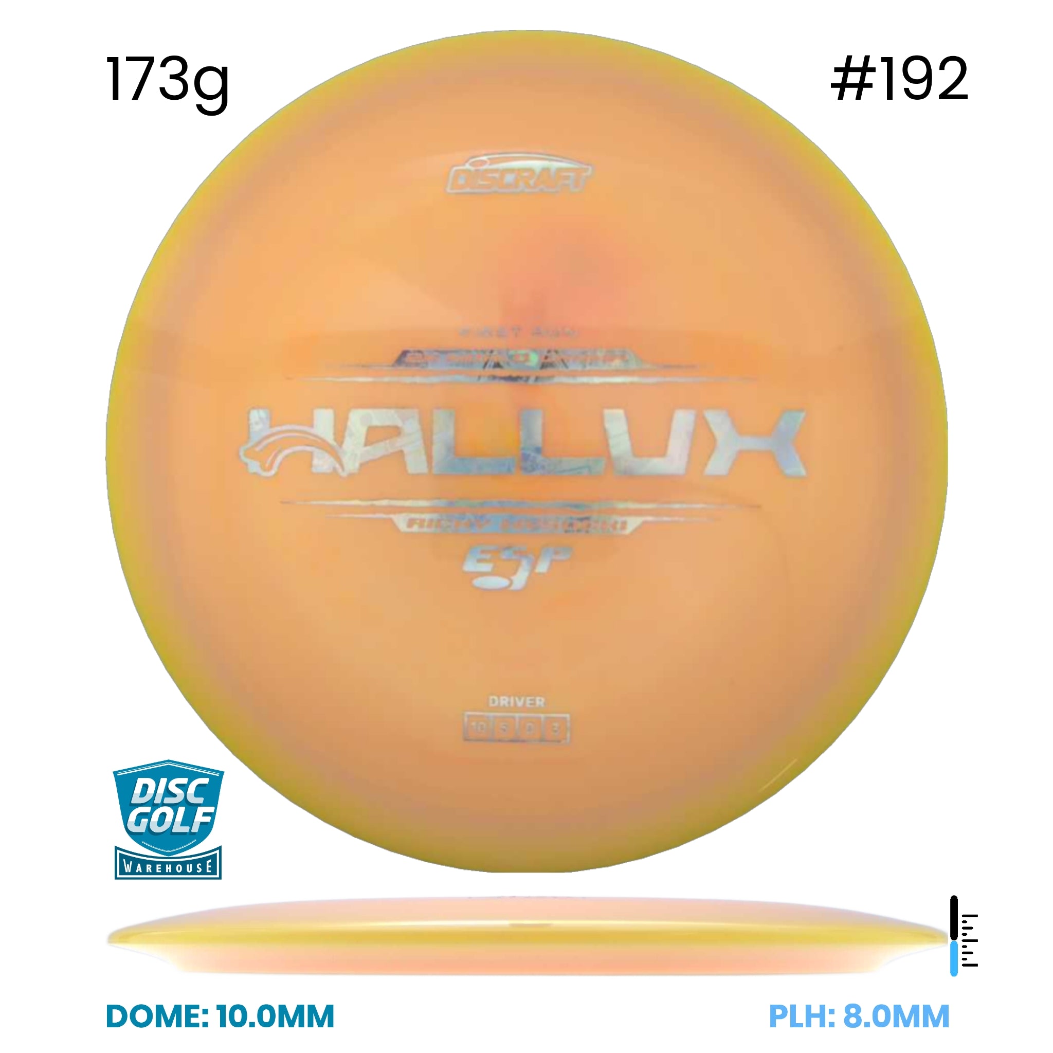 Disc Golf Warehouse Discraft Hallux - Ricky Wysocki ESP Plastic - First Run Orange/Silver 173g
