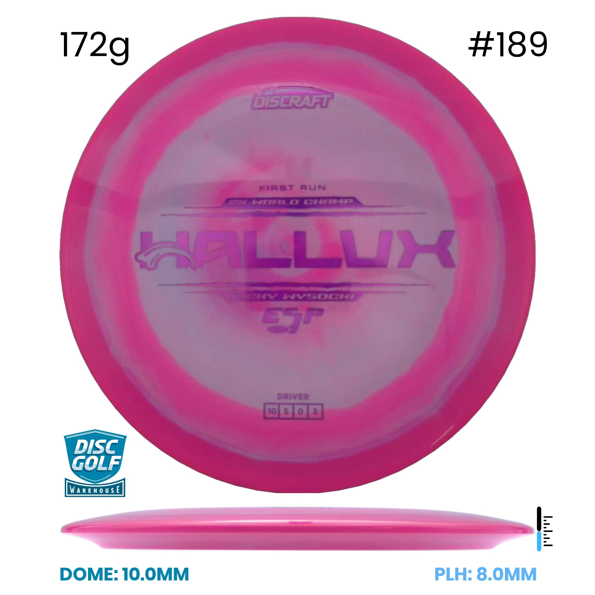Disc Golf Warehouse Discraft Hallux - Ricky Wysocki ESP Plastic - First Run Pink/Purple Metallic 172g