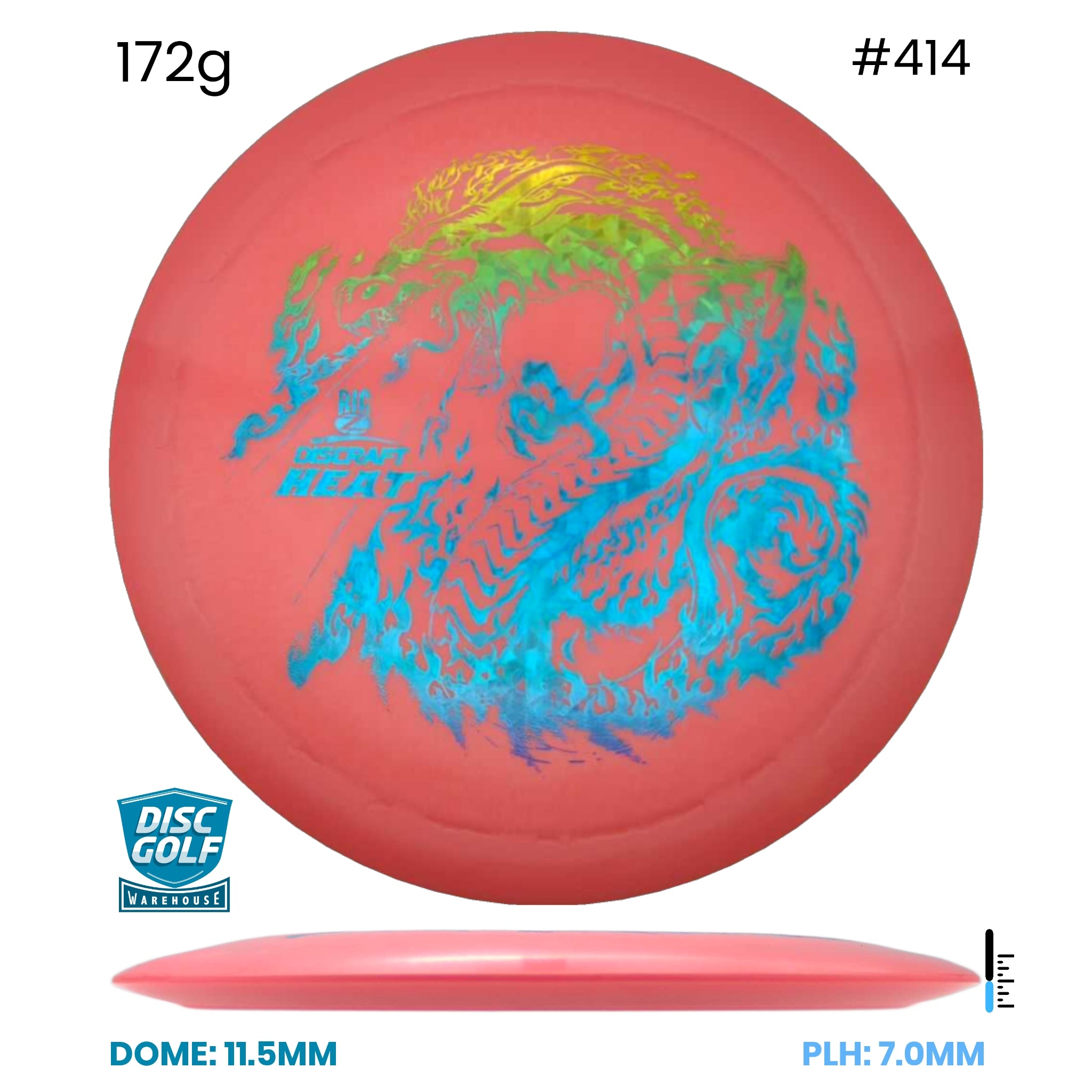 Disc Golf Warehouse Discraft Heat - Big Z Plastic Pink/Rainbow Holo 172g