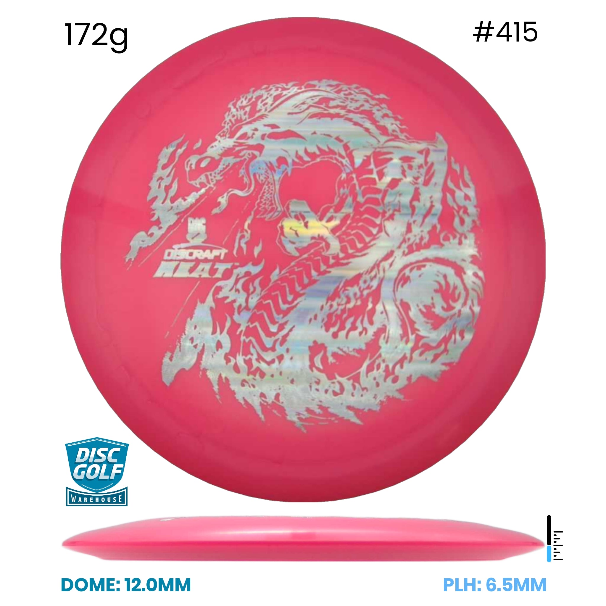Disc Golf Warehouse Discraft Heat - Big Z Plastic Pink/Silver, Holographic 172g