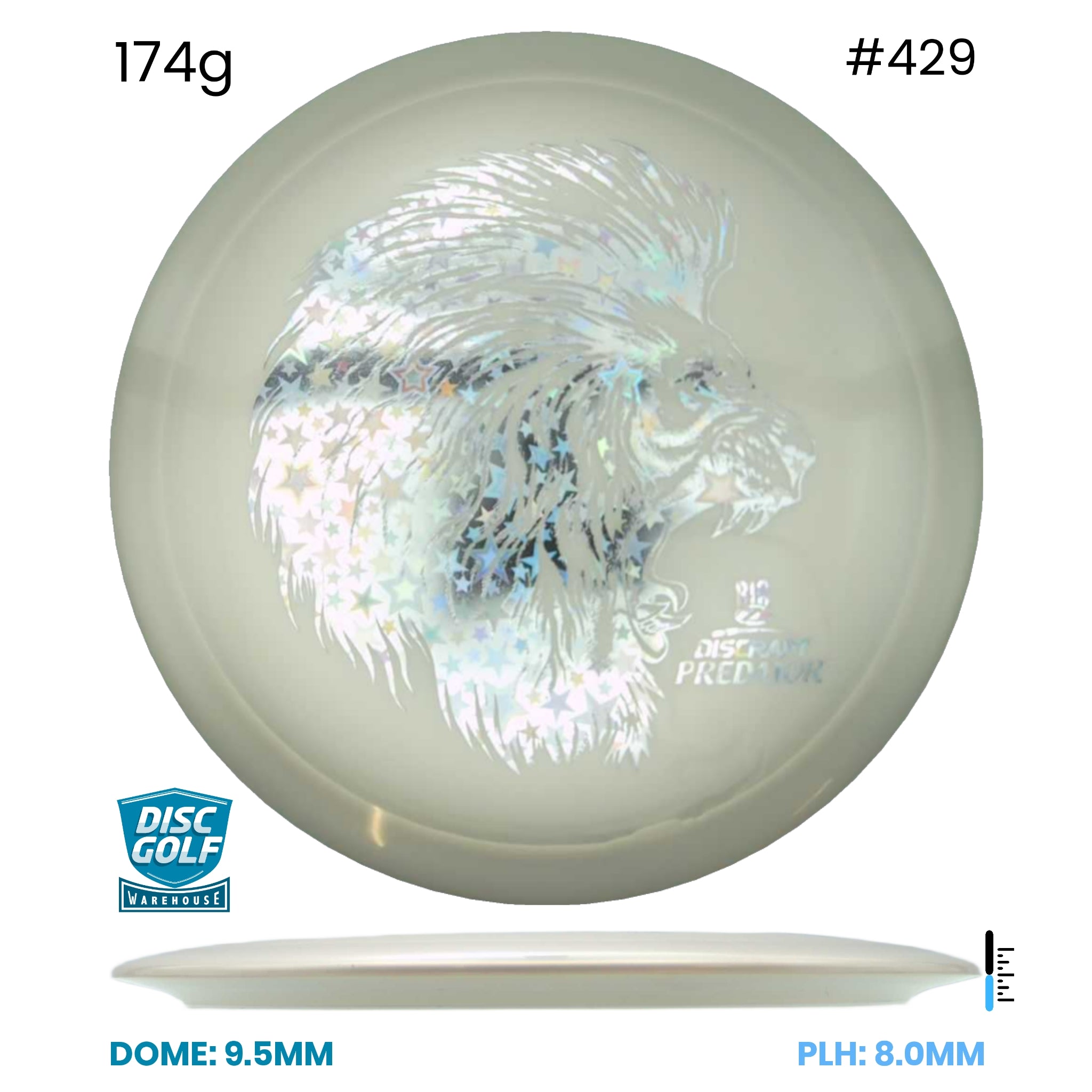 Disc Golf Warehouse Discraft Predator - Big Z Clear/Holographic 174g