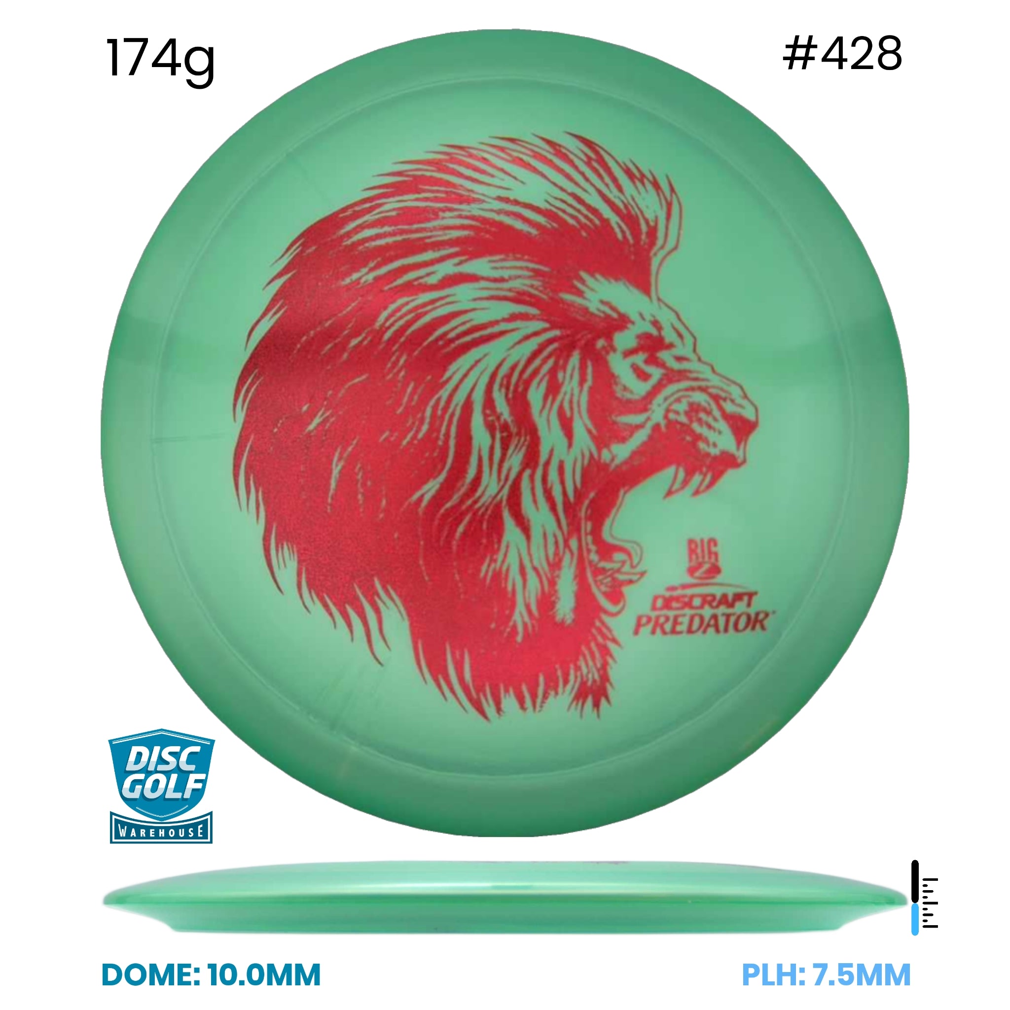 Disc Golf Warehouse Discraft Predator - Big Z Green/Red Metallic 174g