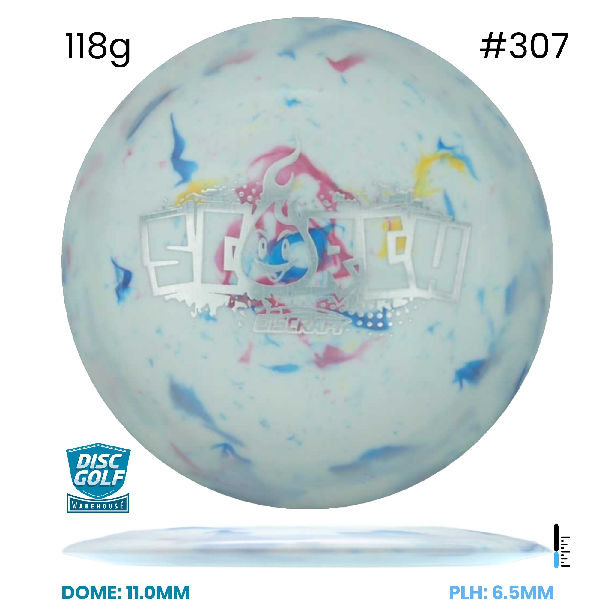 Disc Golf Warehouse Discraft Scorch - Light Weight Jawbreaker Plastic White/#307/Silver 118g