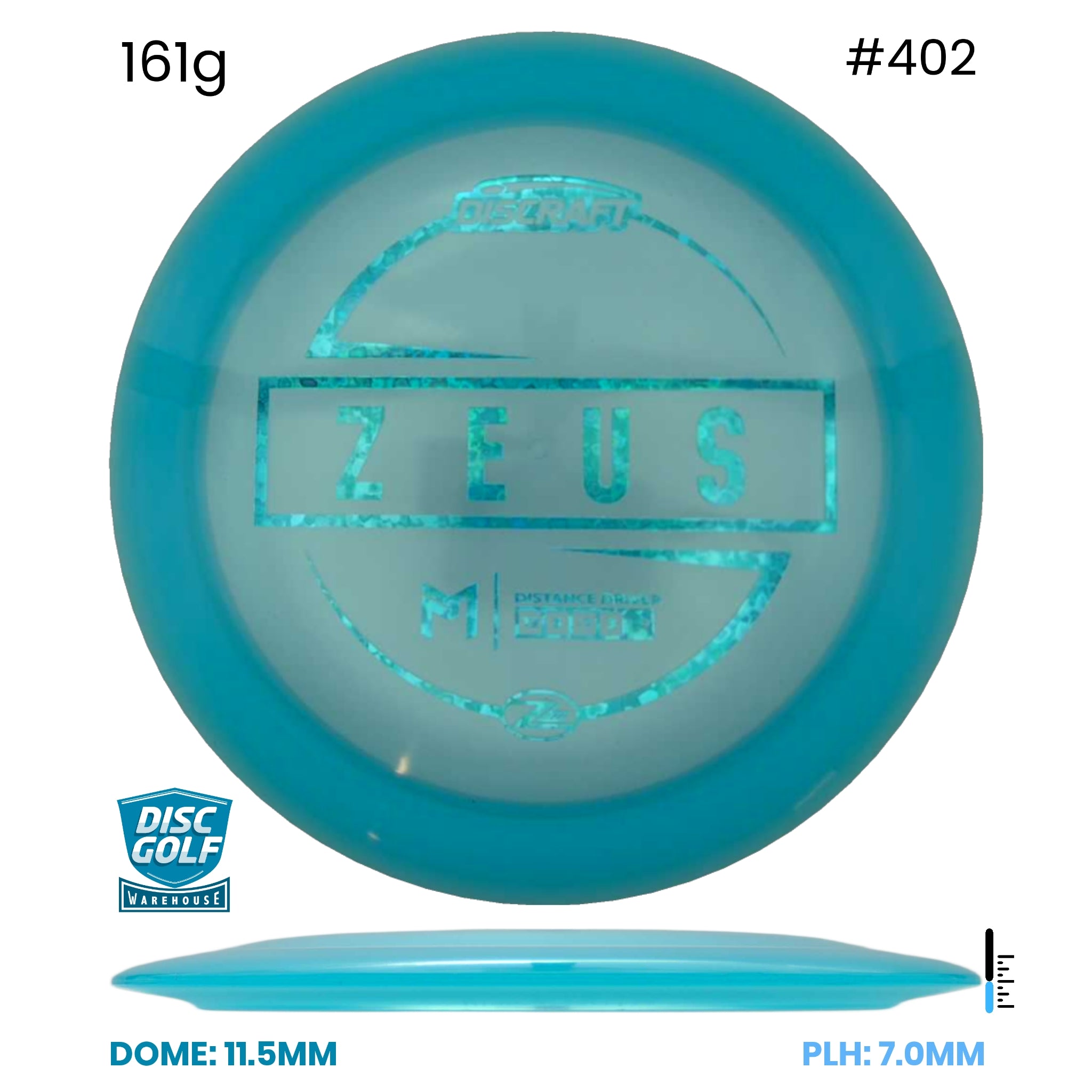 Disc Golf Warehouse Discraft Zeus - Paul McBeth Z Lite Plastic Turquoise/Blue Metallic 161g