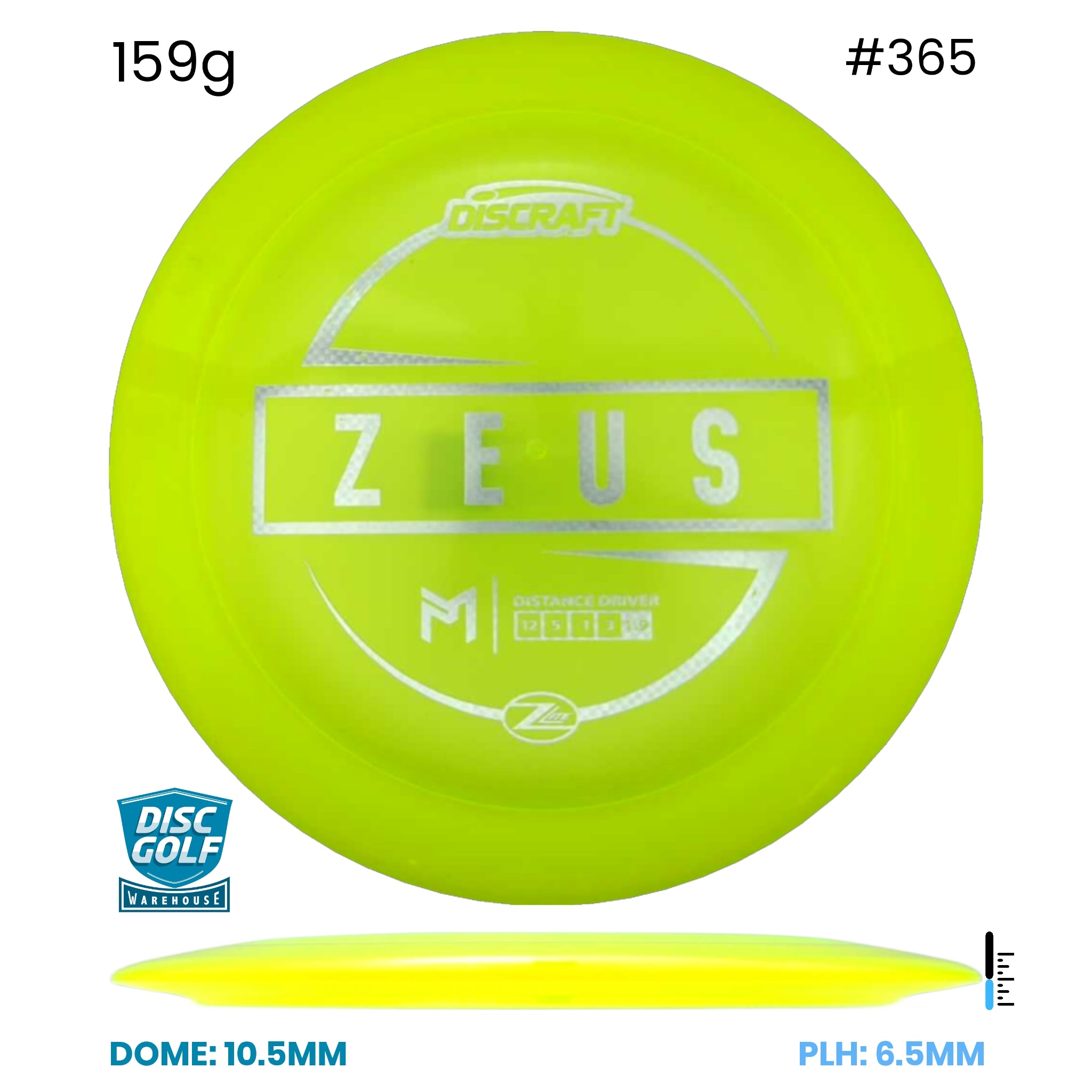 Disc Golf Warehouse Discraft Zeus - Paul McBeth Z Lite Plastic Yellow/Silver 159g