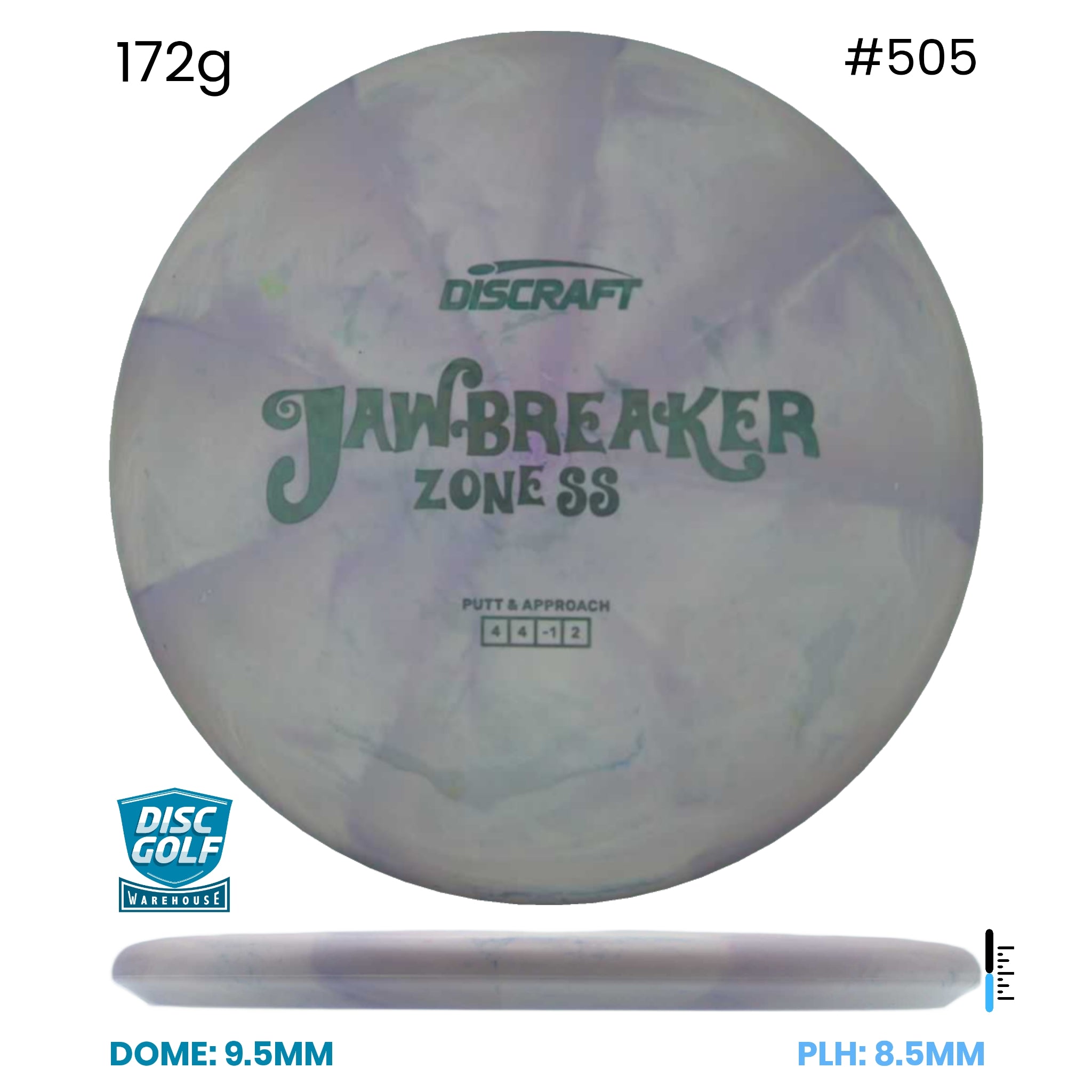 Disc Golf Warehouse Discraft Zone SS - Jawbreaker Plastic Purple/Green Metallic 172g