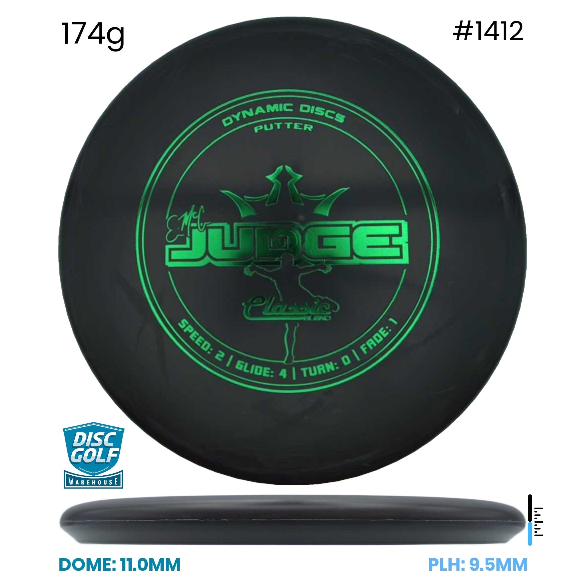 Disc Golf Warehouse Dynamic Discs EMAC Judge - Classic Blend Black/Green Metallic 174g