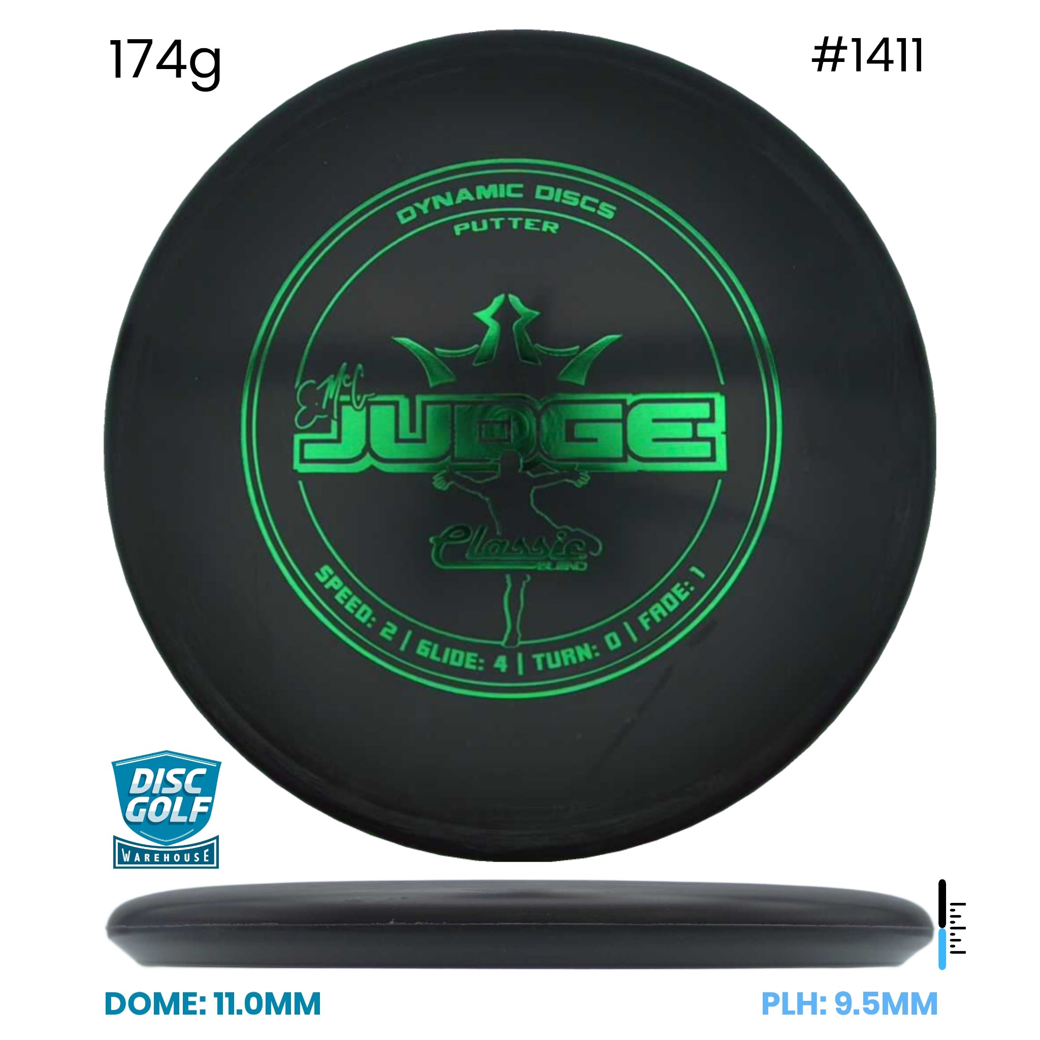 Disc Golf Warehouse Dynamic Discs EMAC Judge - Classic Blend Black/Green Metallic 174g