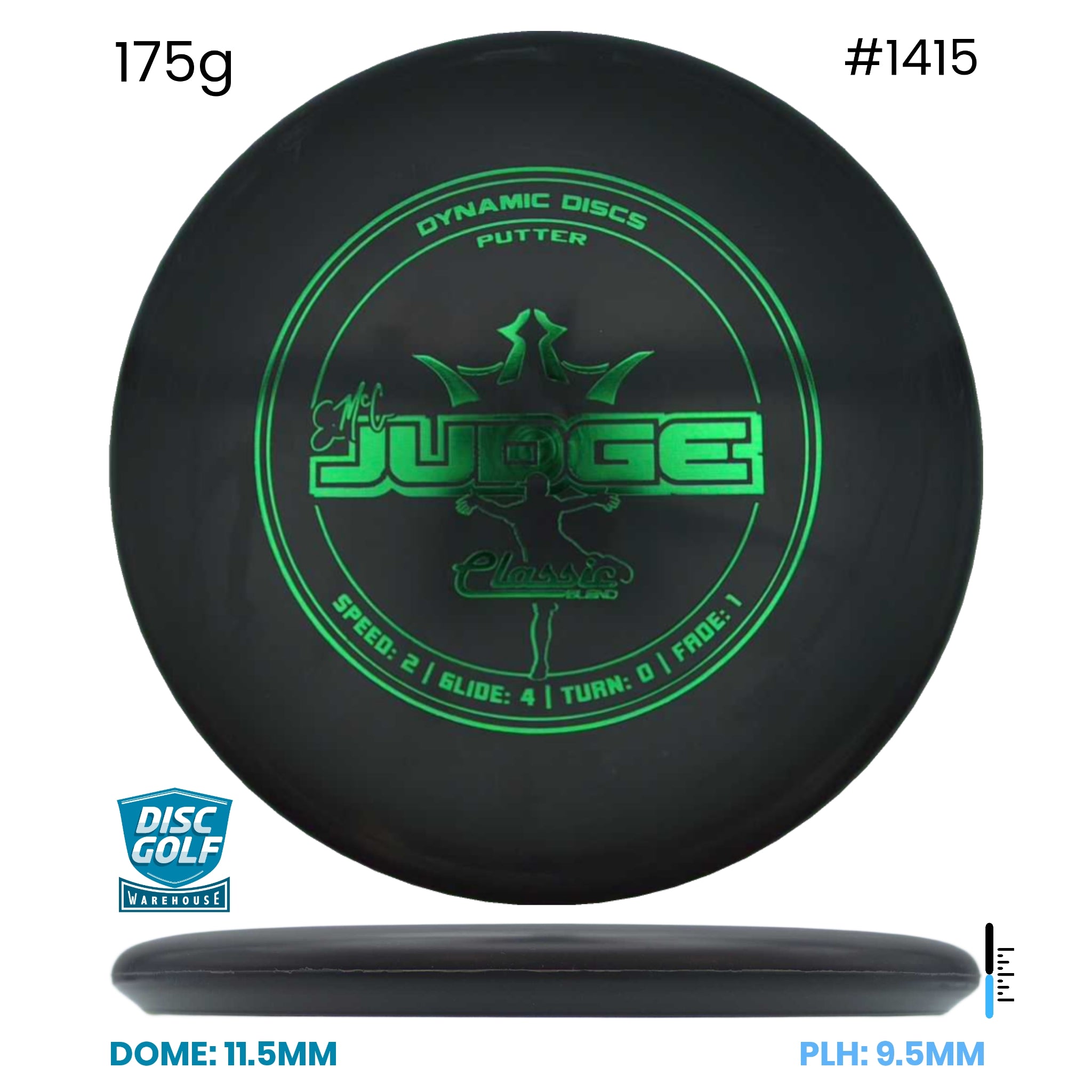 Disc Golf Warehouse Dynamic Discs EMAC Judge - Classic Blend Black/Green Metallic 175g