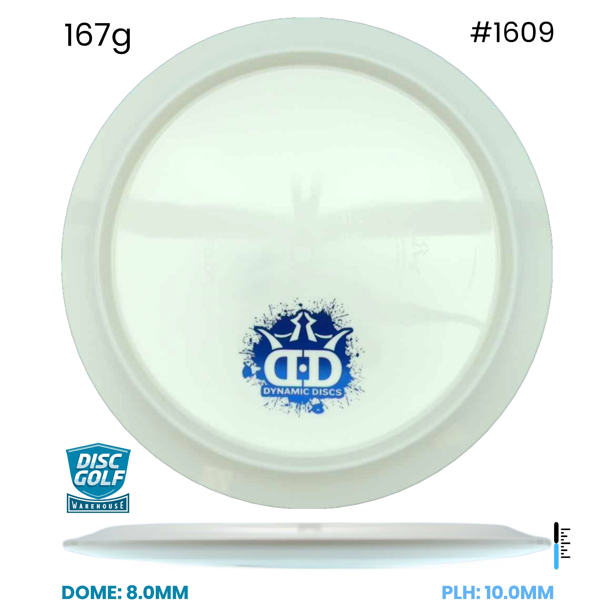 Disc Golf Warehouse Dynamic Discs Felon - Fuzion Plastic - White Bottom Stamp White/Blue Metallic 167g