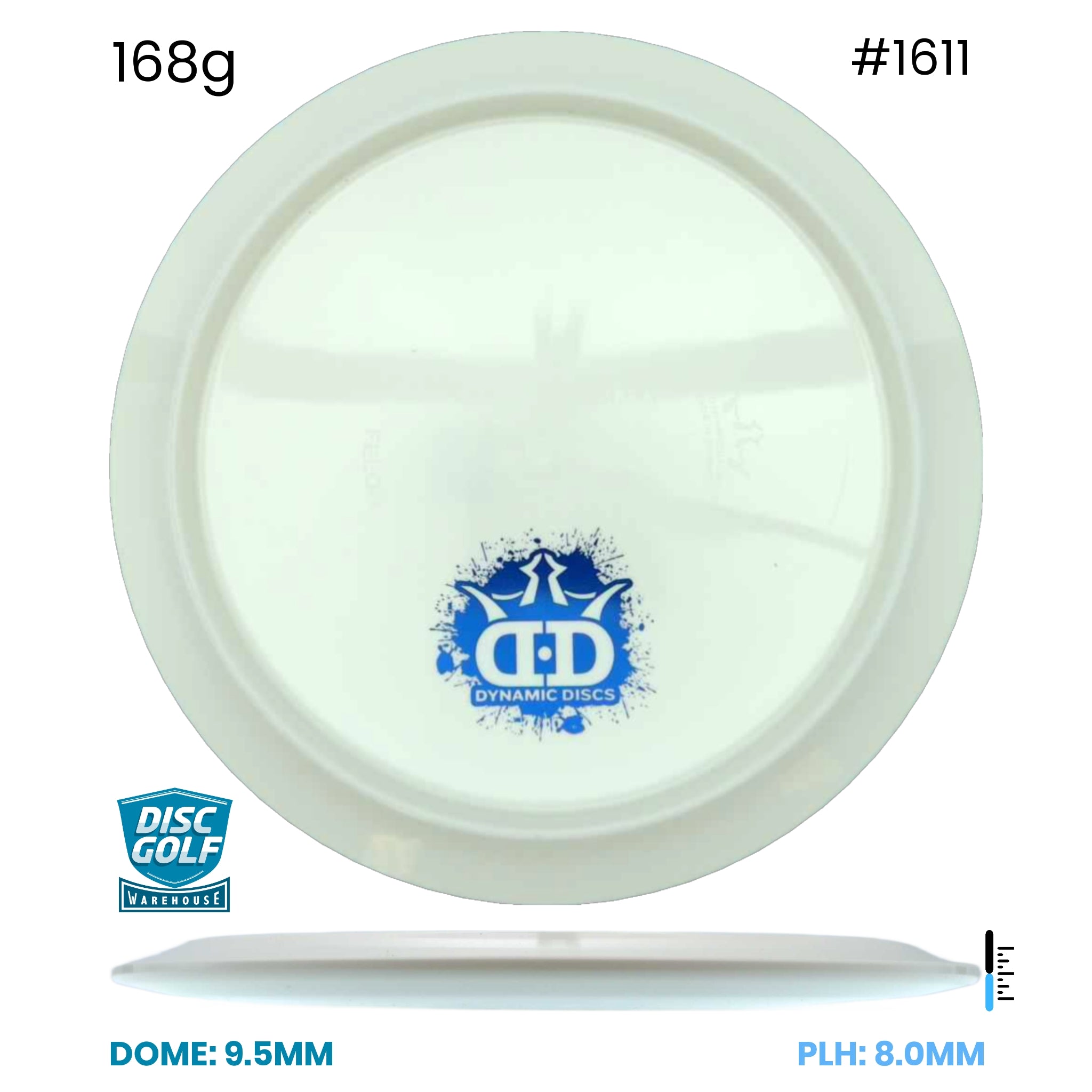 Disc Golf Warehouse Dynamic Discs Felon - Fuzion Plastic - White Bottom Stamp White/Blue Metallic 168g