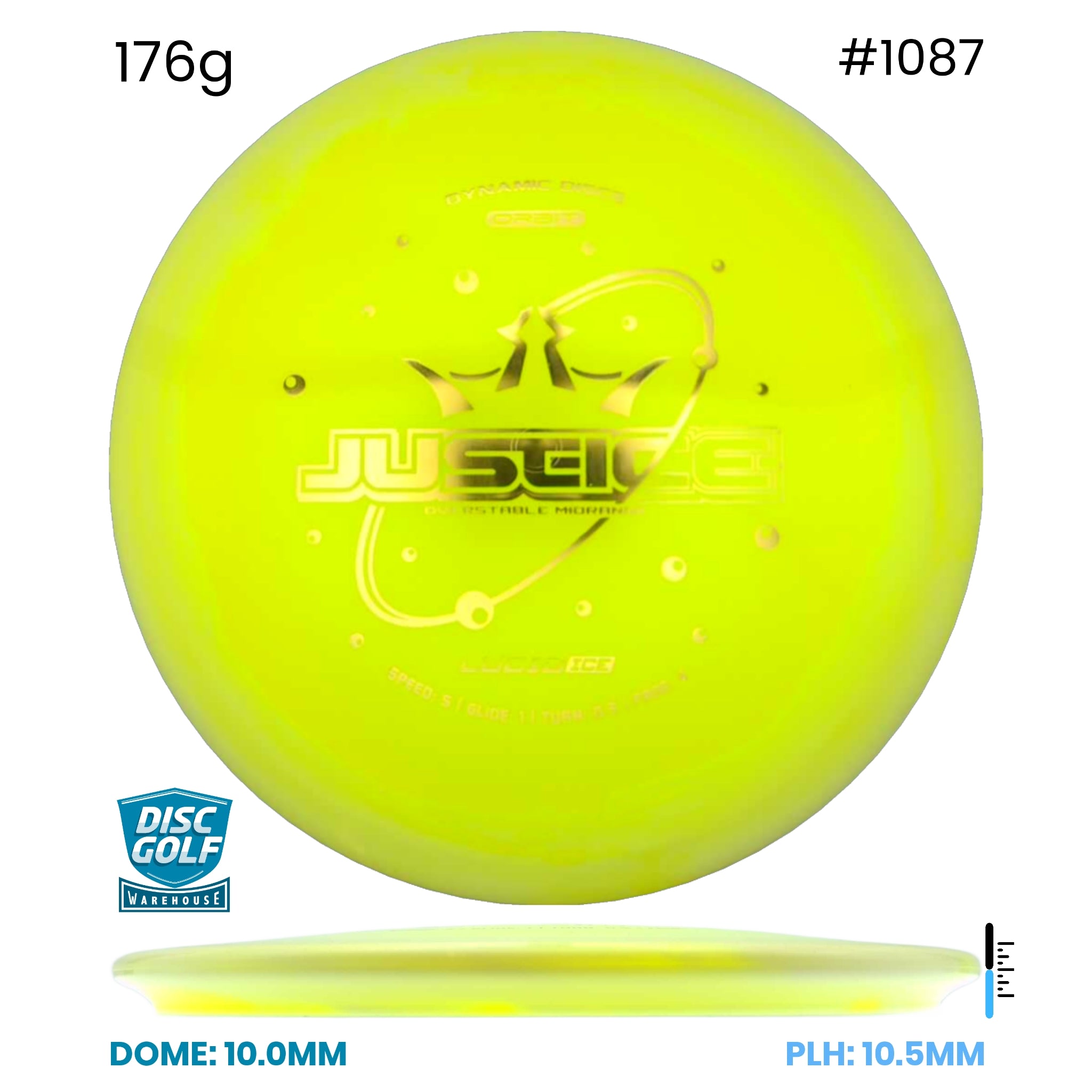 Disc Golf Warehouse Dynamic Discs Justice - Lucid Ice Orbit Yellow/Gold 176g