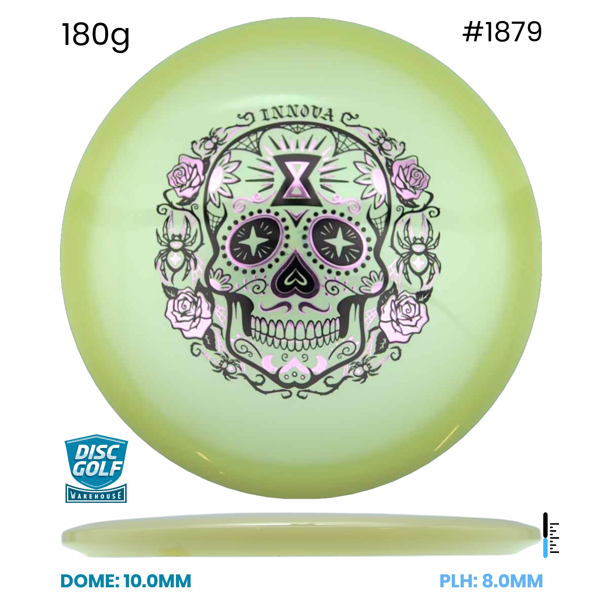 Disc Golf Warehouse Innova Arachnid - Proto Glow Champion Plastic - Halloween Stamp Glow/Purple Metallic, Gold 180g