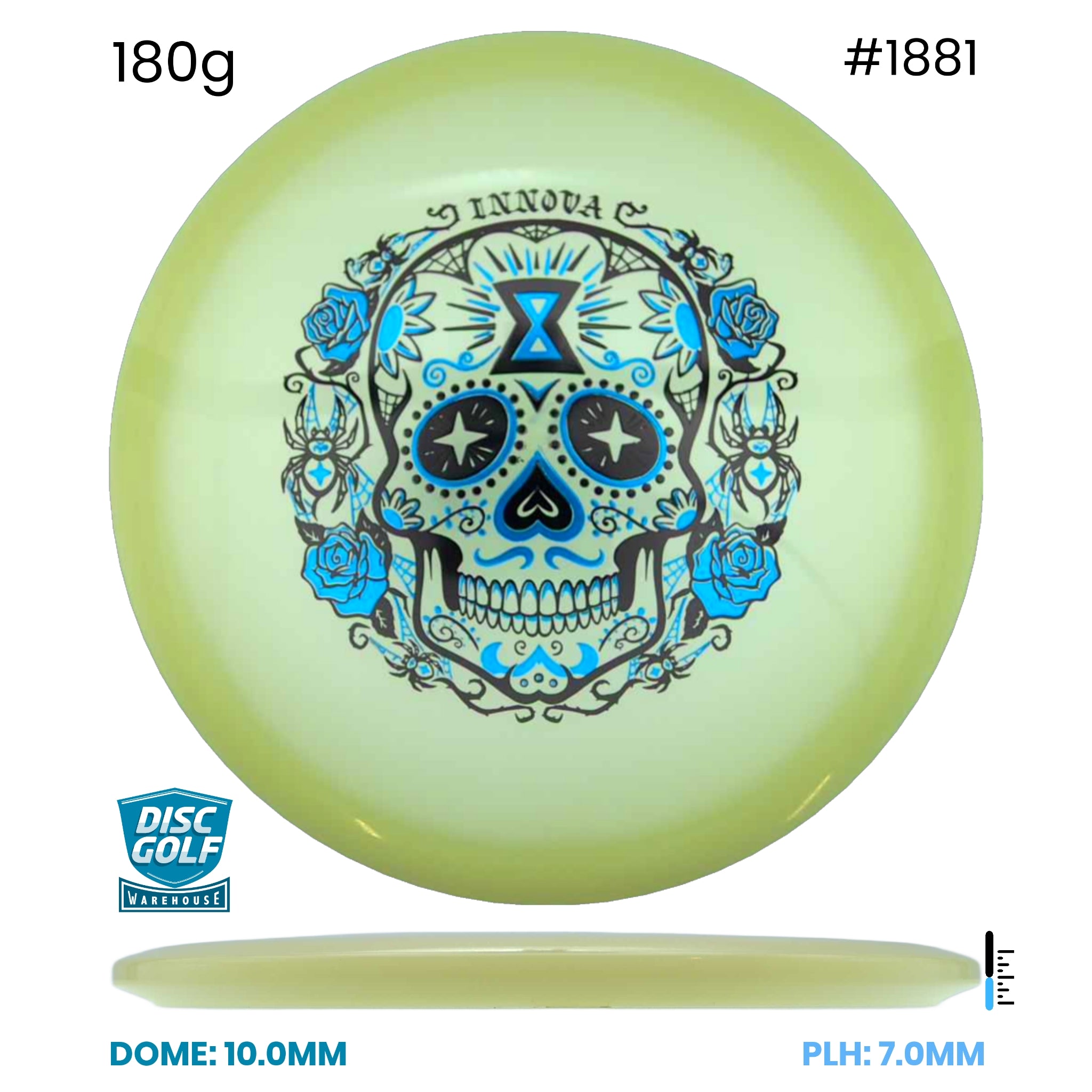Disc Golf Warehouse Innova Arachnid - Proto Glow Champion Plastic - Halloween Stamp Glow/Purple Metallic, Gold 180g