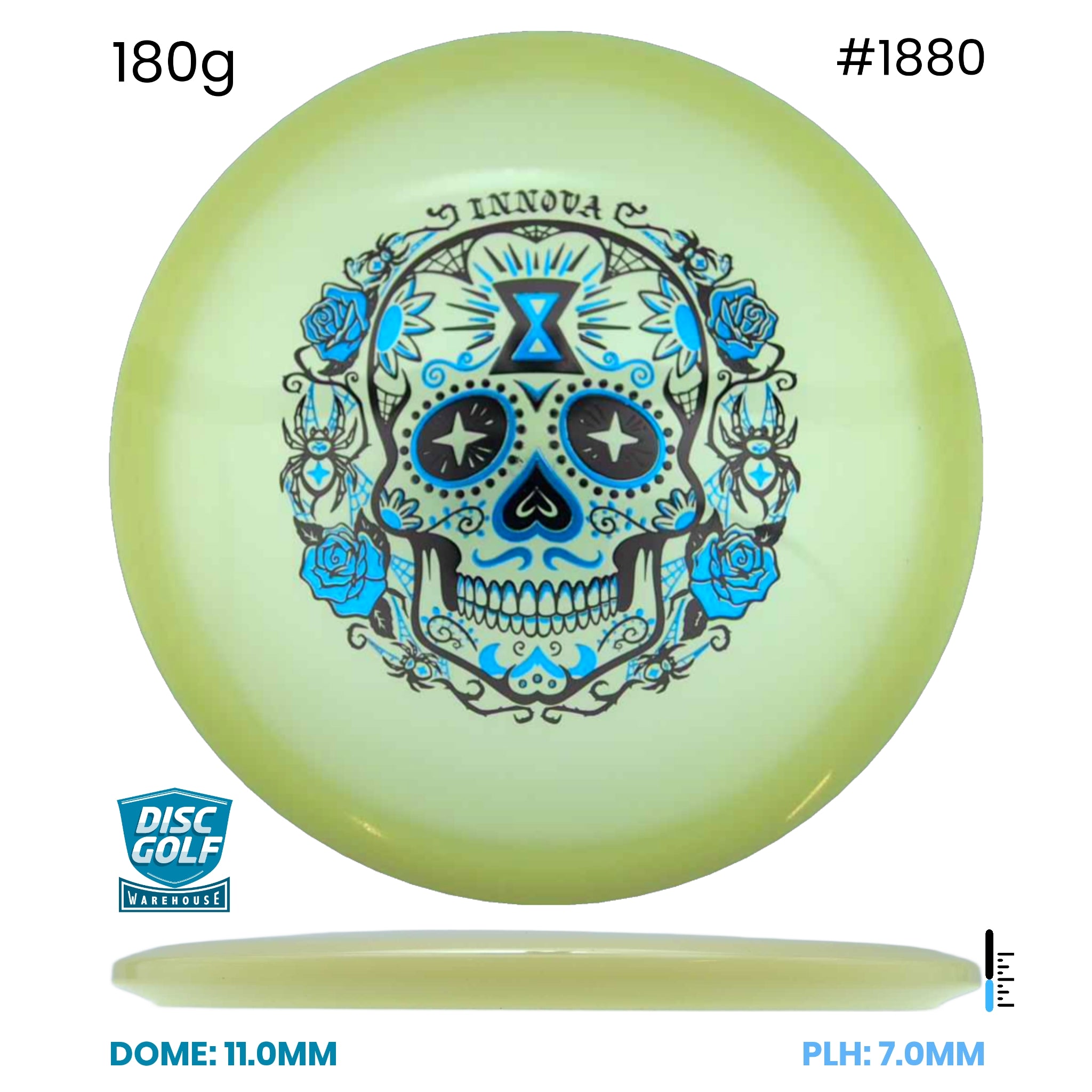 Disc Golf Warehouse Innova Arachnid - Proto Glow Champion Plastic - Halloween Stamp Glow/Purple Metallic, Gold 180g