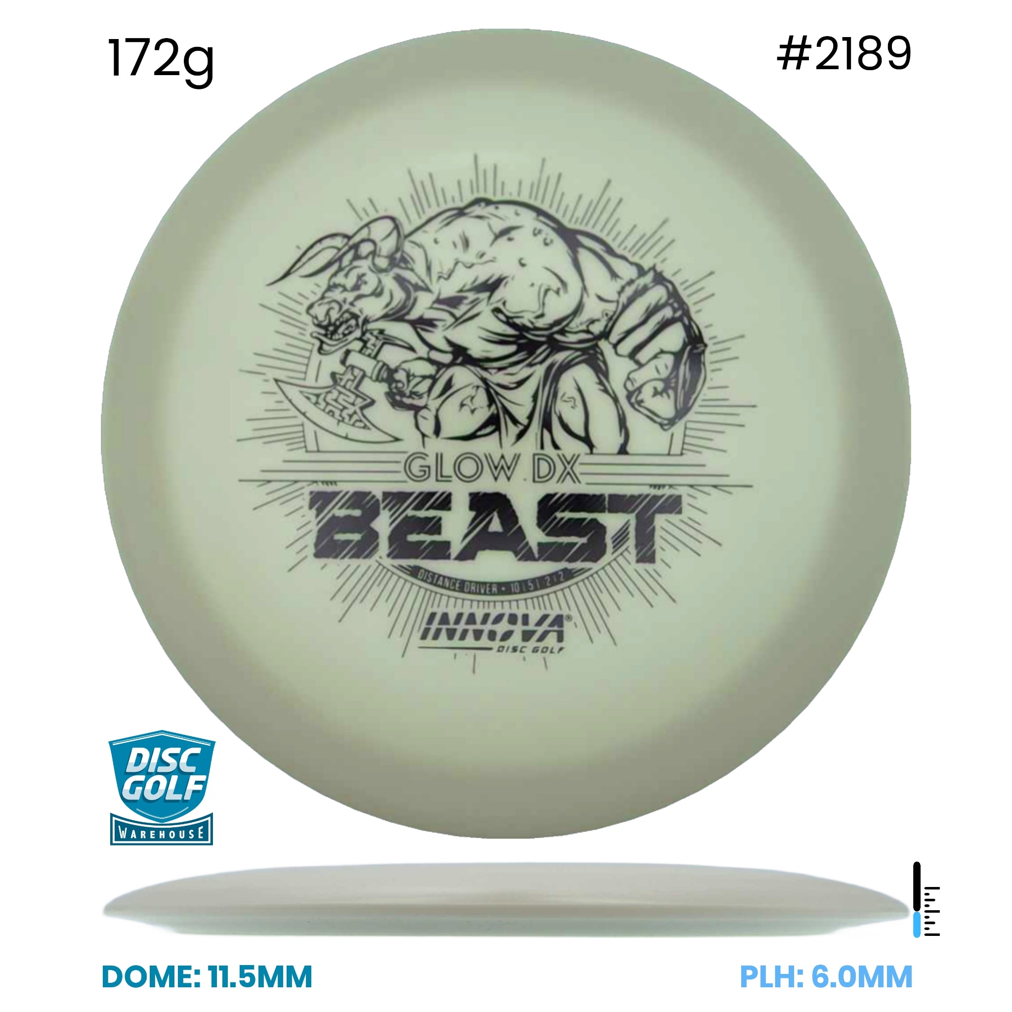 Disc Golf Warehouse Innova Beast - DX Glow Glow/Green Metallic, Purple Metallic 172g