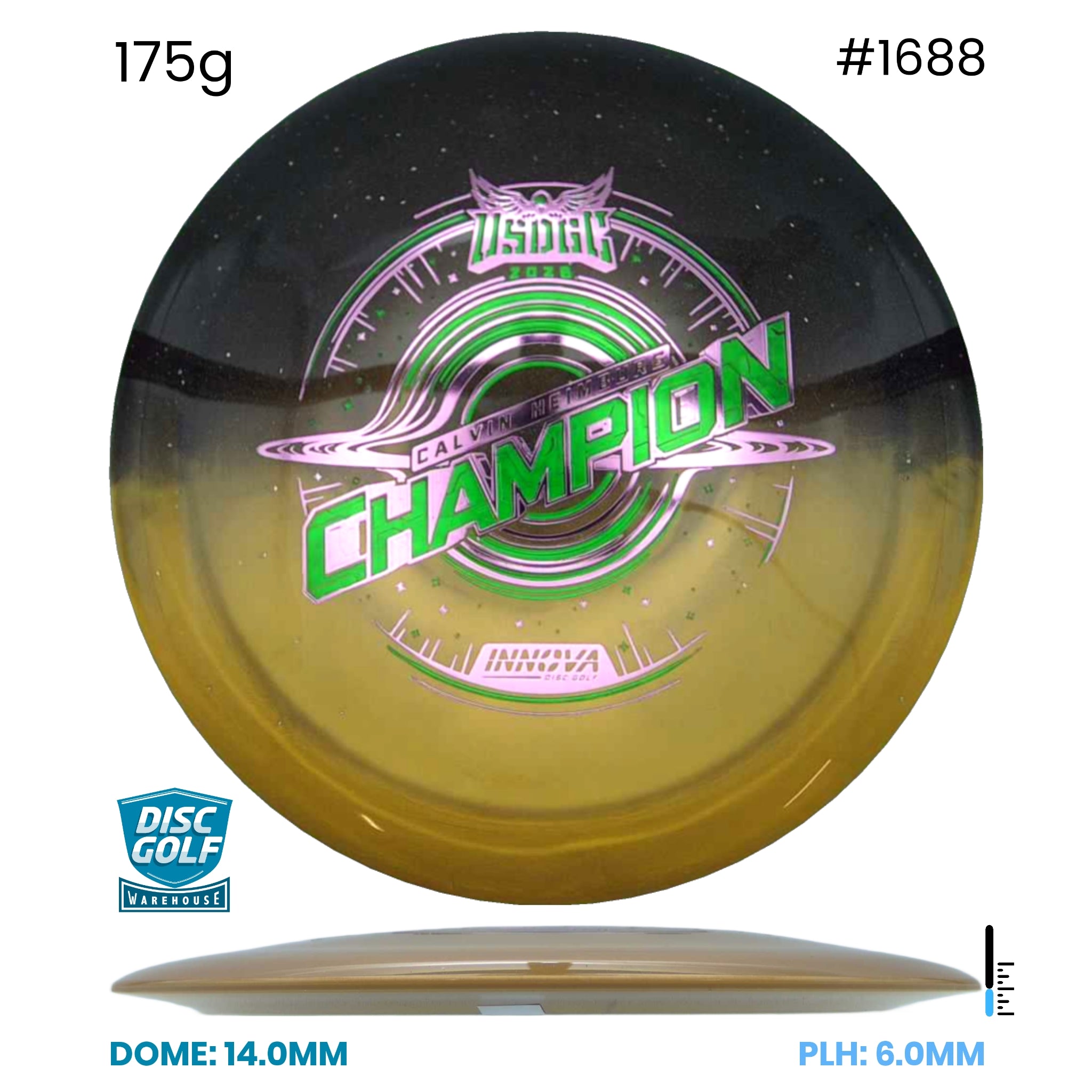 Disc Golf Warehouse Innova Destroyer - Duo Plastic - Calvin Heimburg 2026 USDGC Commemorative Edition Gold & Black/Multicolour 175g