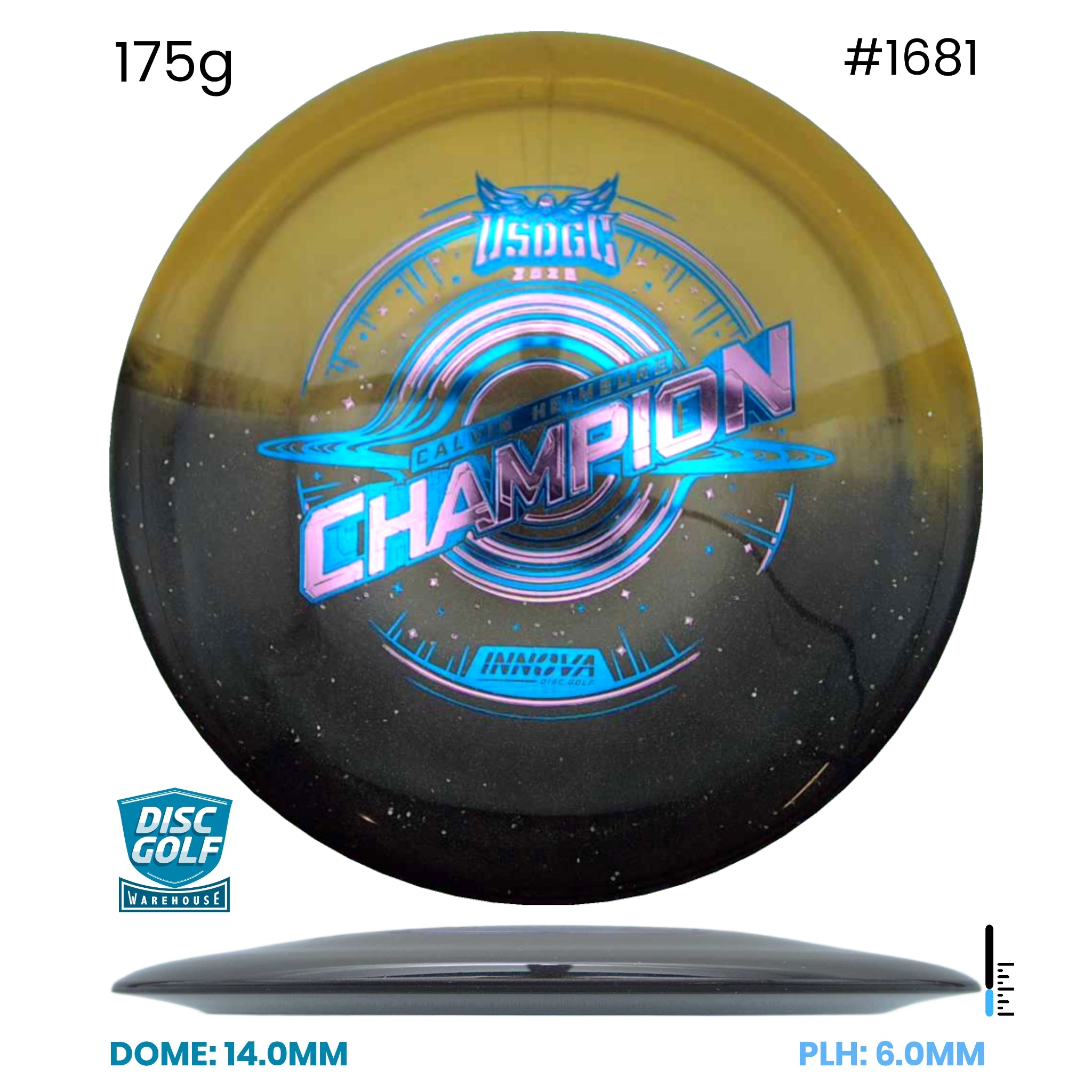 Disc Golf Warehouse Innova Destroyer - Duo Plastic - Calvin Heimburg 2026 USDGC Commemorative Edition Gold & Black/Multicolour 175g