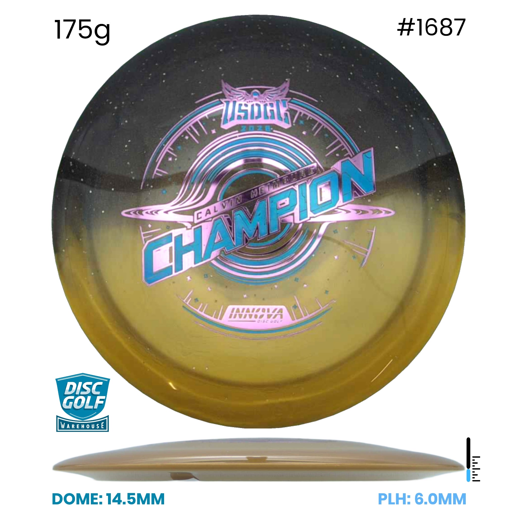 Disc Golf Warehouse Innova Destroyer - Duo Plastic - Calvin Heimburg 2026 USDGC Commemorative Edition Gold & Black/Multicolour 175g