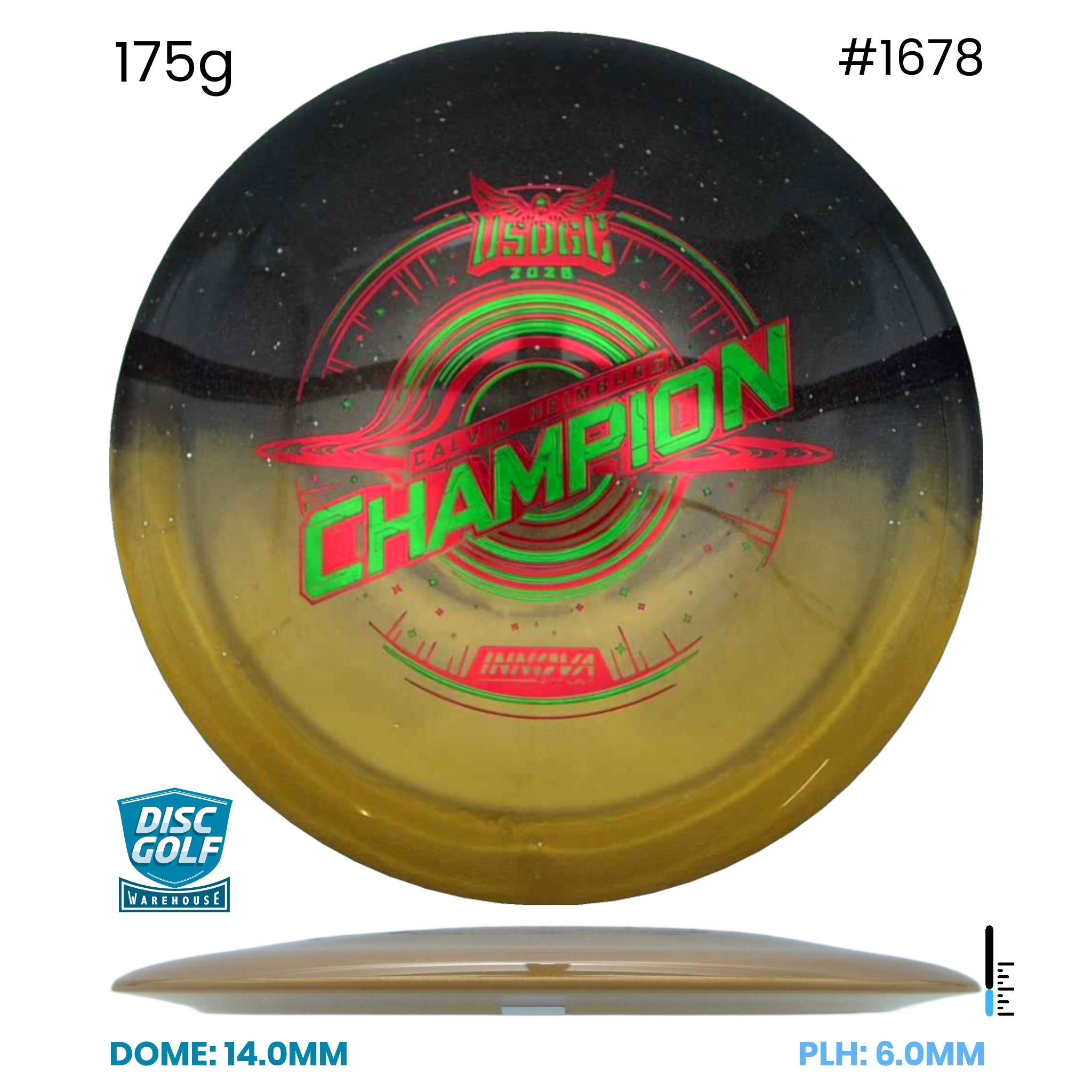 Disc Golf Warehouse Innova Destroyer - Duo Plastic - Calvin Heimburg 2026 USDGC Commemorative Edition Gold & Black/Multicolour 175g