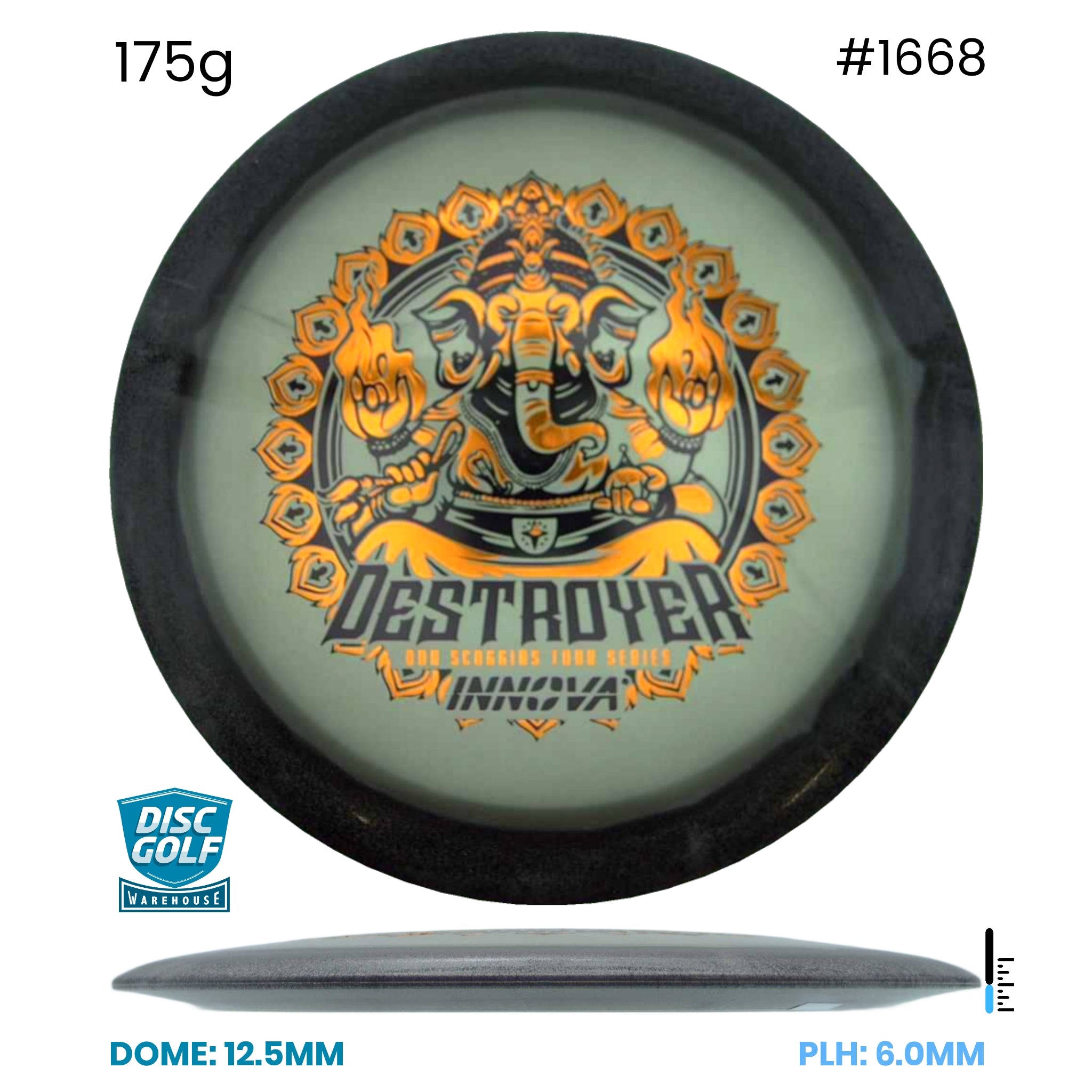 Disc Golf Warehouse Innova Destroyer - Proto Glow Halo Champion Plastic - Ohn Scoggins 2026 Tour Series Black/Multicolor 175g