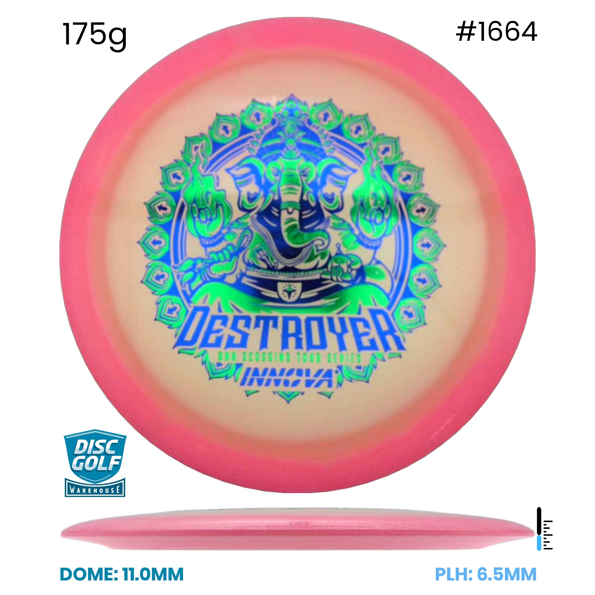 Disc Golf Warehouse Innova Destroyer - Proto Glow Halo Champion Plastic - Ohn Scoggins 2026 Tour Series Pink/Multicolor 175g