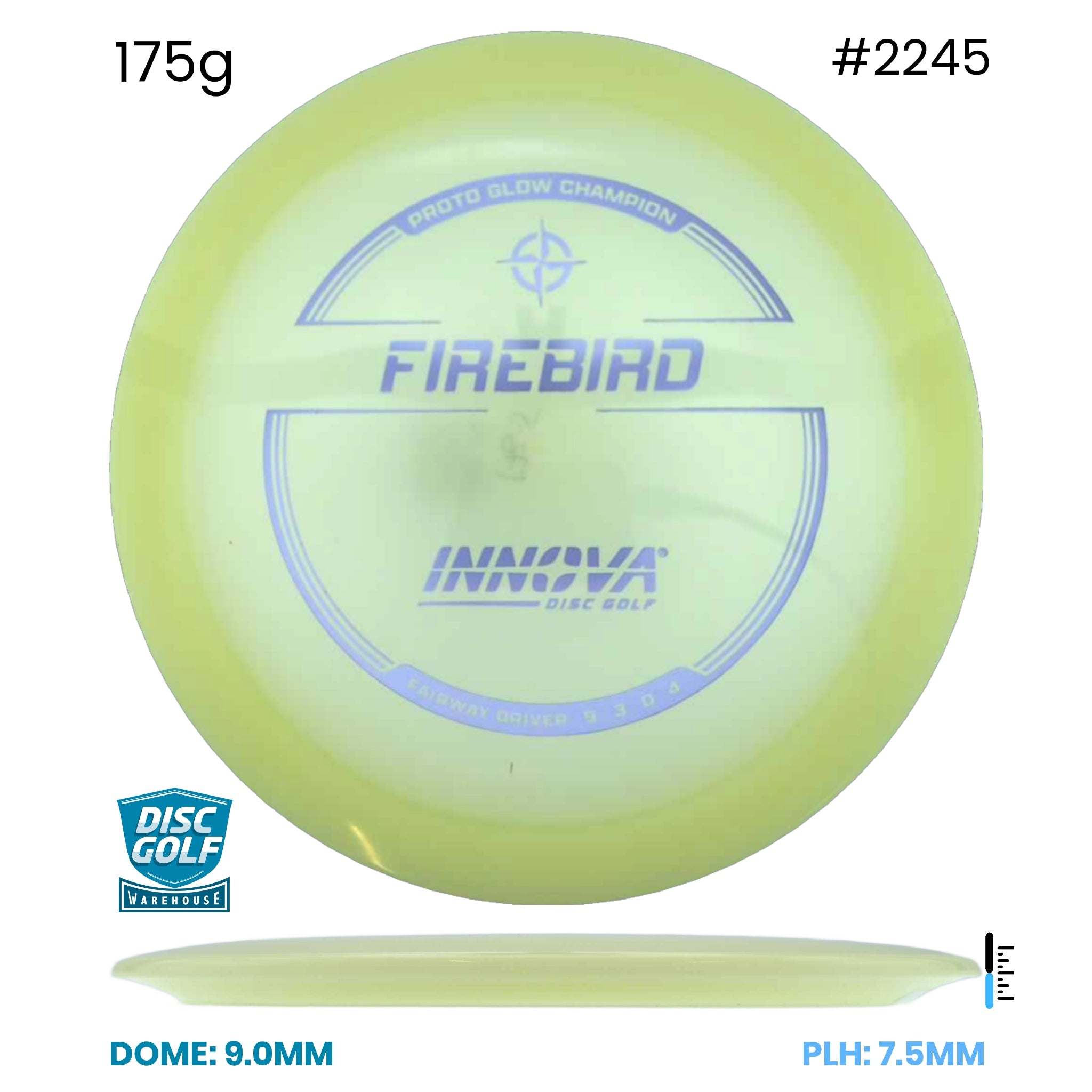 Disc Golf Warehouse Innova Firebird - Proto Glow Champion Plastic Glow/Blue Metallic, Gold 175g