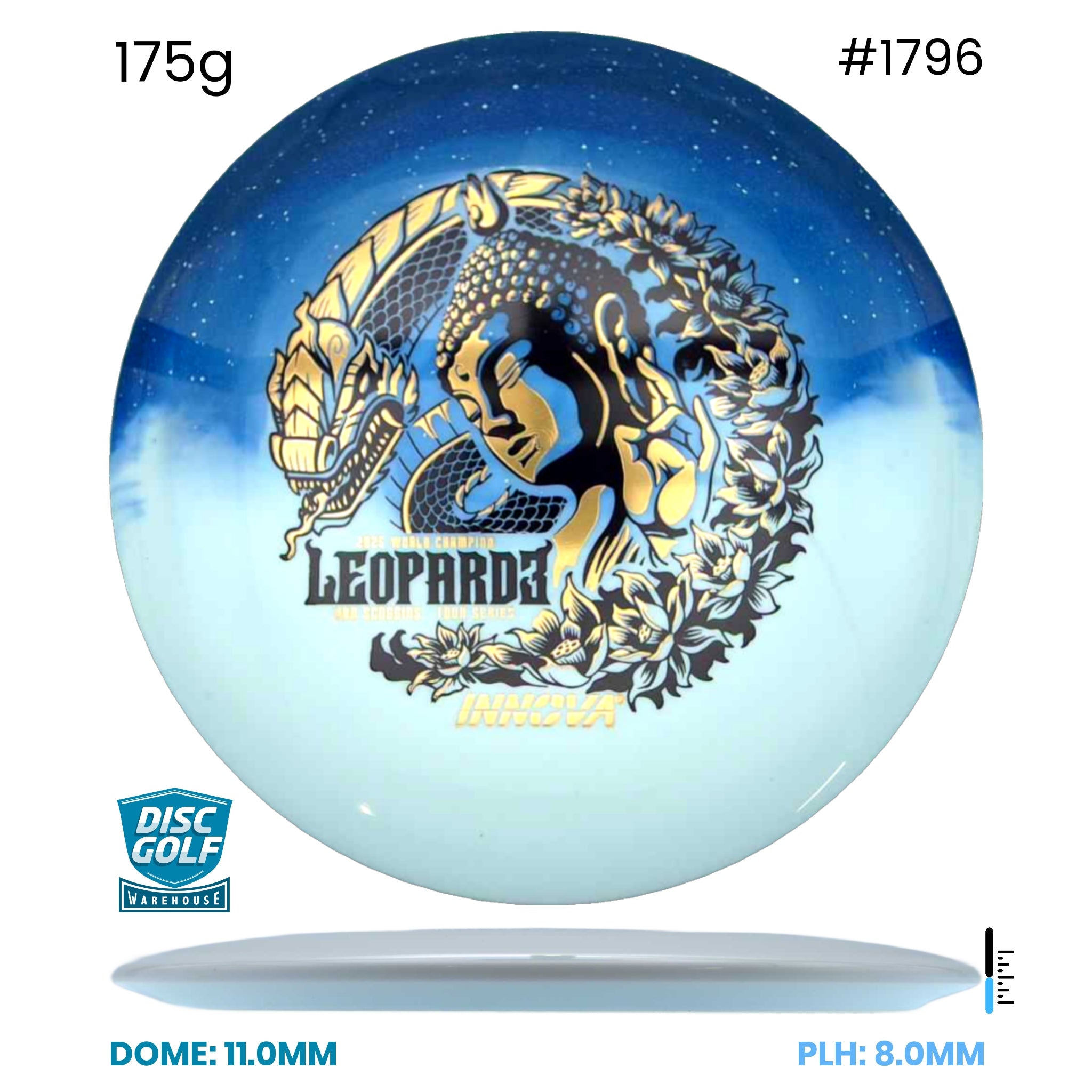 Disc Golf Warehouse Innova Leopard3 - Duo Plastic - Ohn Scoggins 2026 Tour Series Blue/Black, Silver 175g