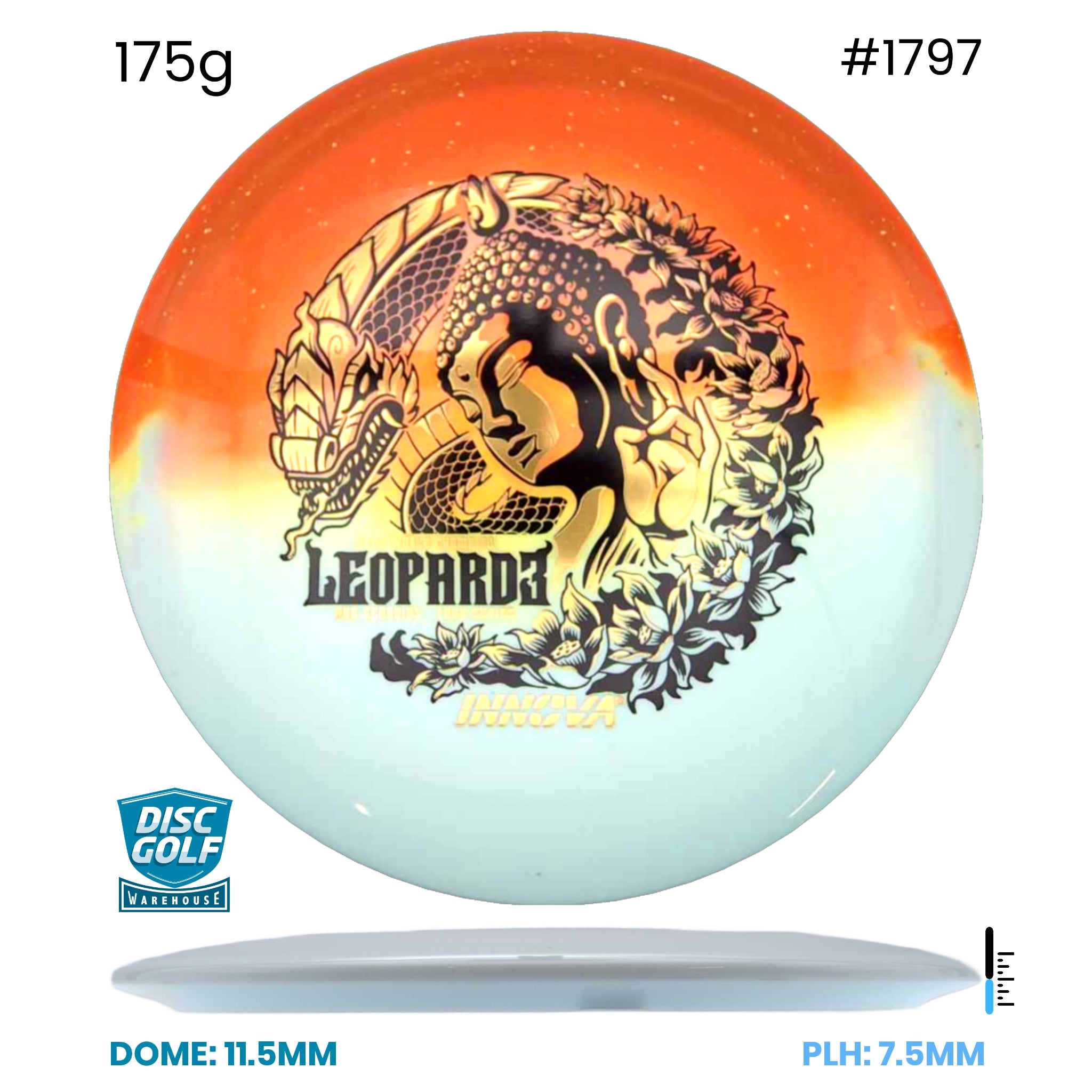 Disc Golf Warehouse Innova Leopard3 - Duo Plastic - Ohn Scoggins 2026 Tour Series Orange/Black, Silver 175g