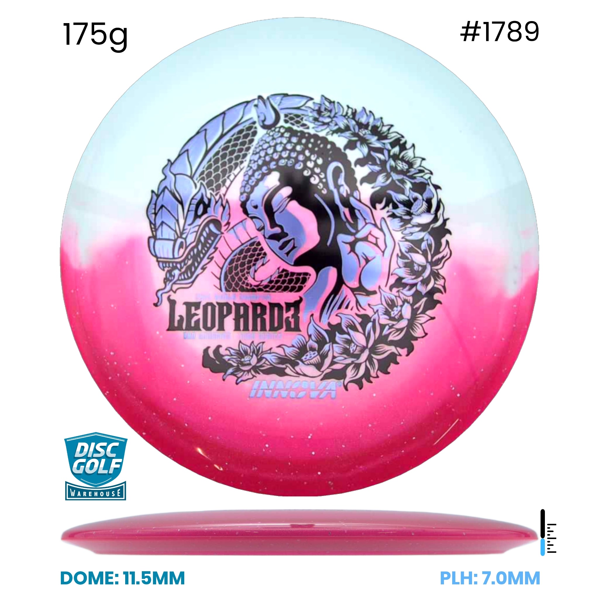 Disc Golf Warehouse Innova Leopard3 - Duo Plastic - Ohn Scoggins 2026 Tour Series Pink/Black, Silver 175g