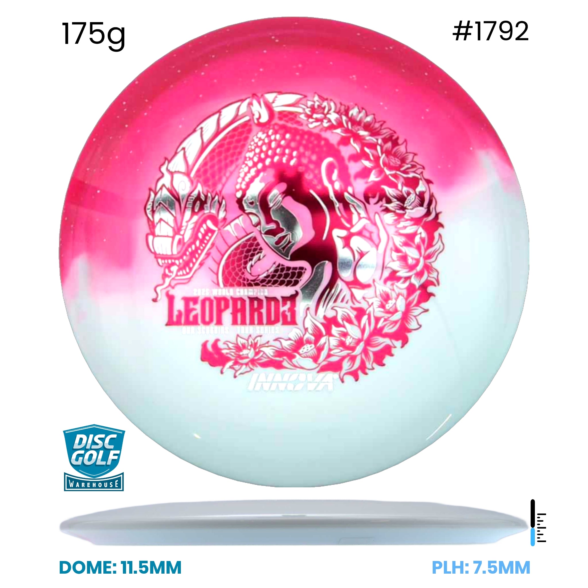Disc Golf Warehouse Innova Leopard3 - Duo Plastic - Ohn Scoggins 2026 Tour Series Pink/Black, Silver 175g