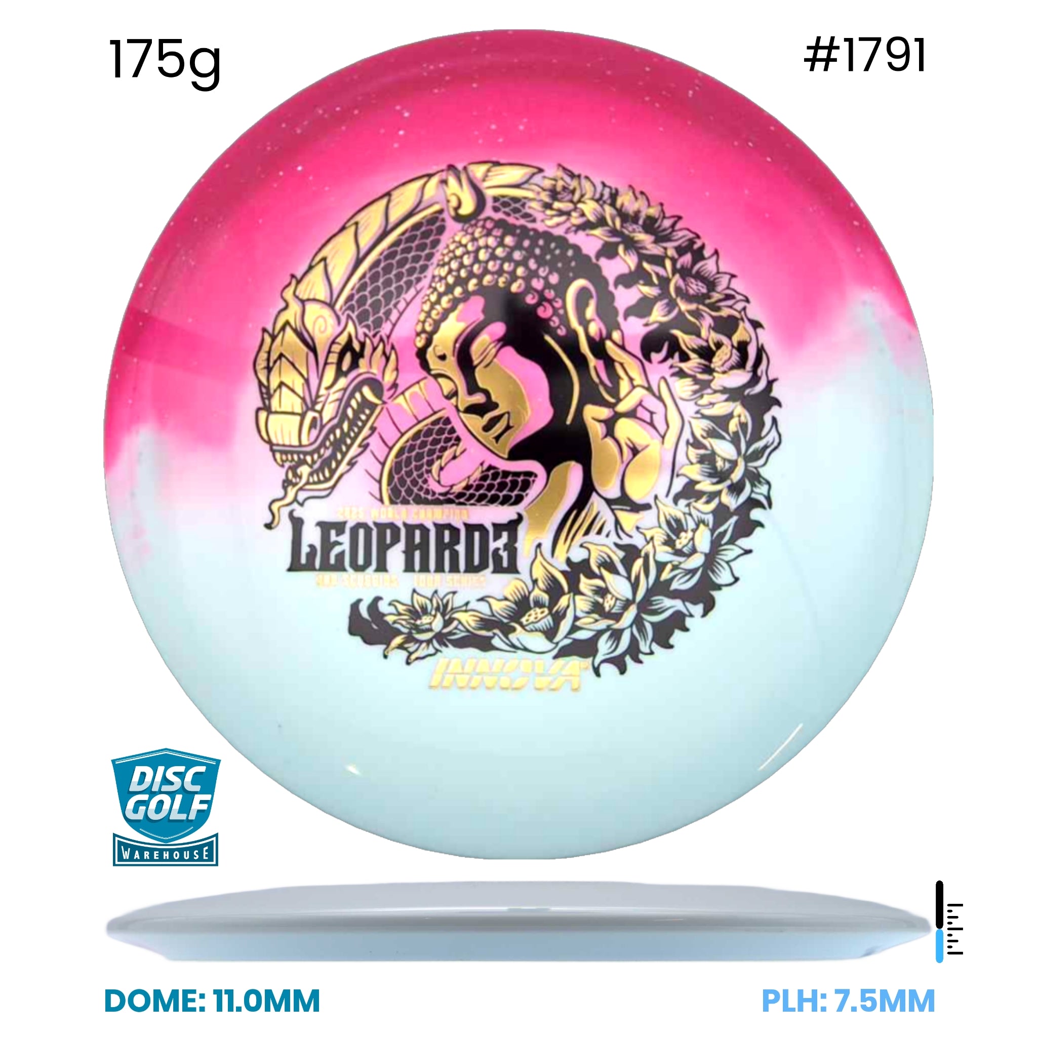 Disc Golf Warehouse Innova Leopard3 - Duo Plastic - Ohn Scoggins 2026 Tour Series Pink/Black, Silver 175g