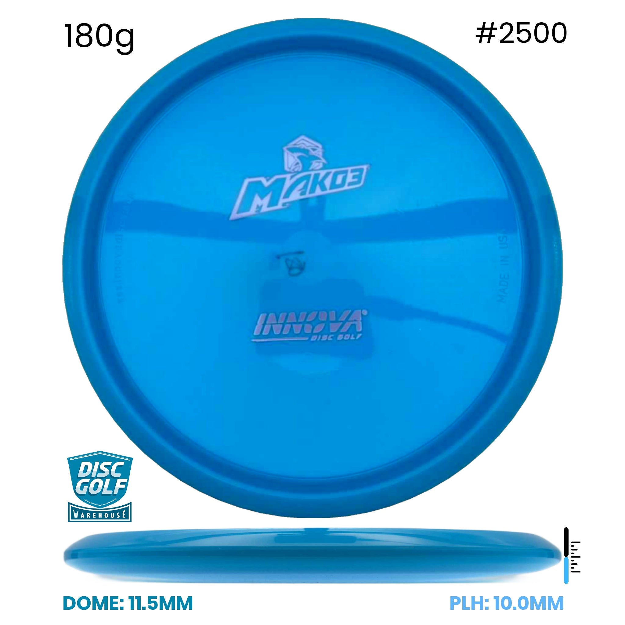Disc Golf Warehouse Innova Mako3 - Star Plastic - Bottom Stamp Blue/Silver 180g