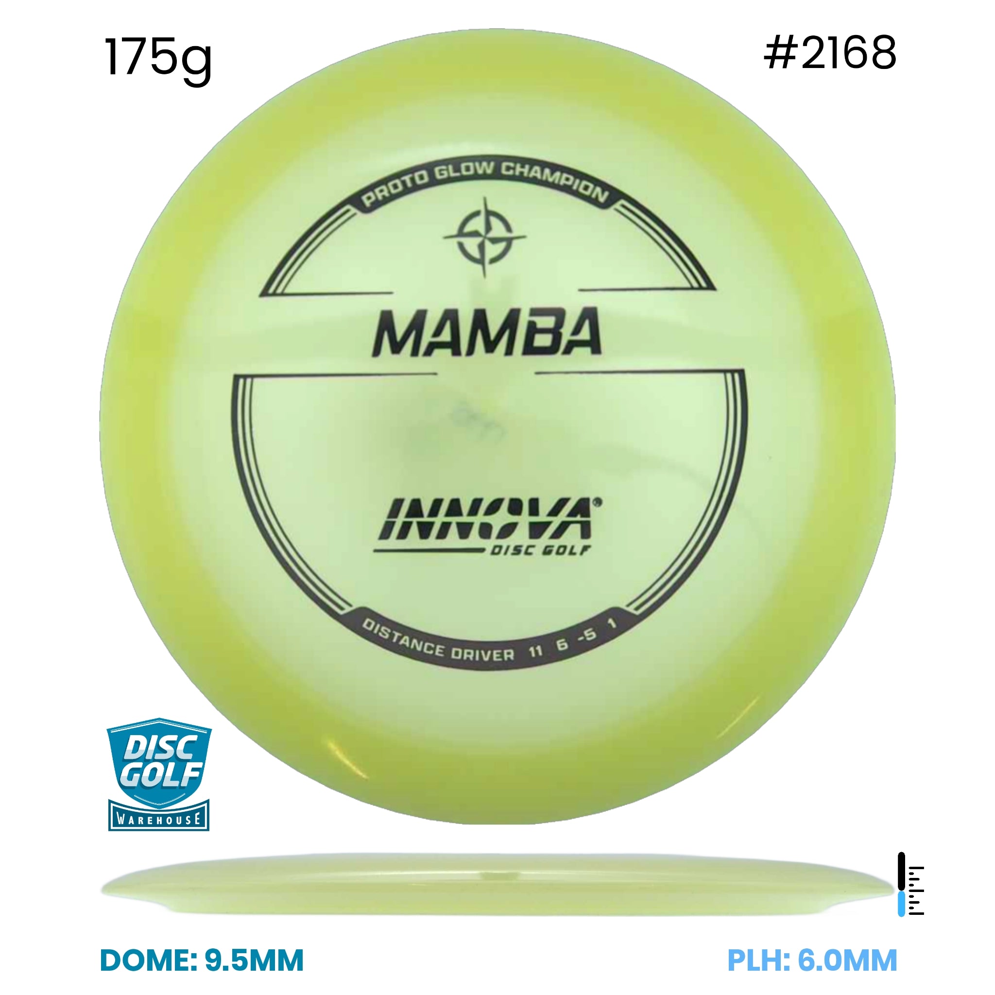 Disc Golf Warehouse Innova Mamba - Proto Glow Champion Plastic Glow/Black, Red Metallic 175g