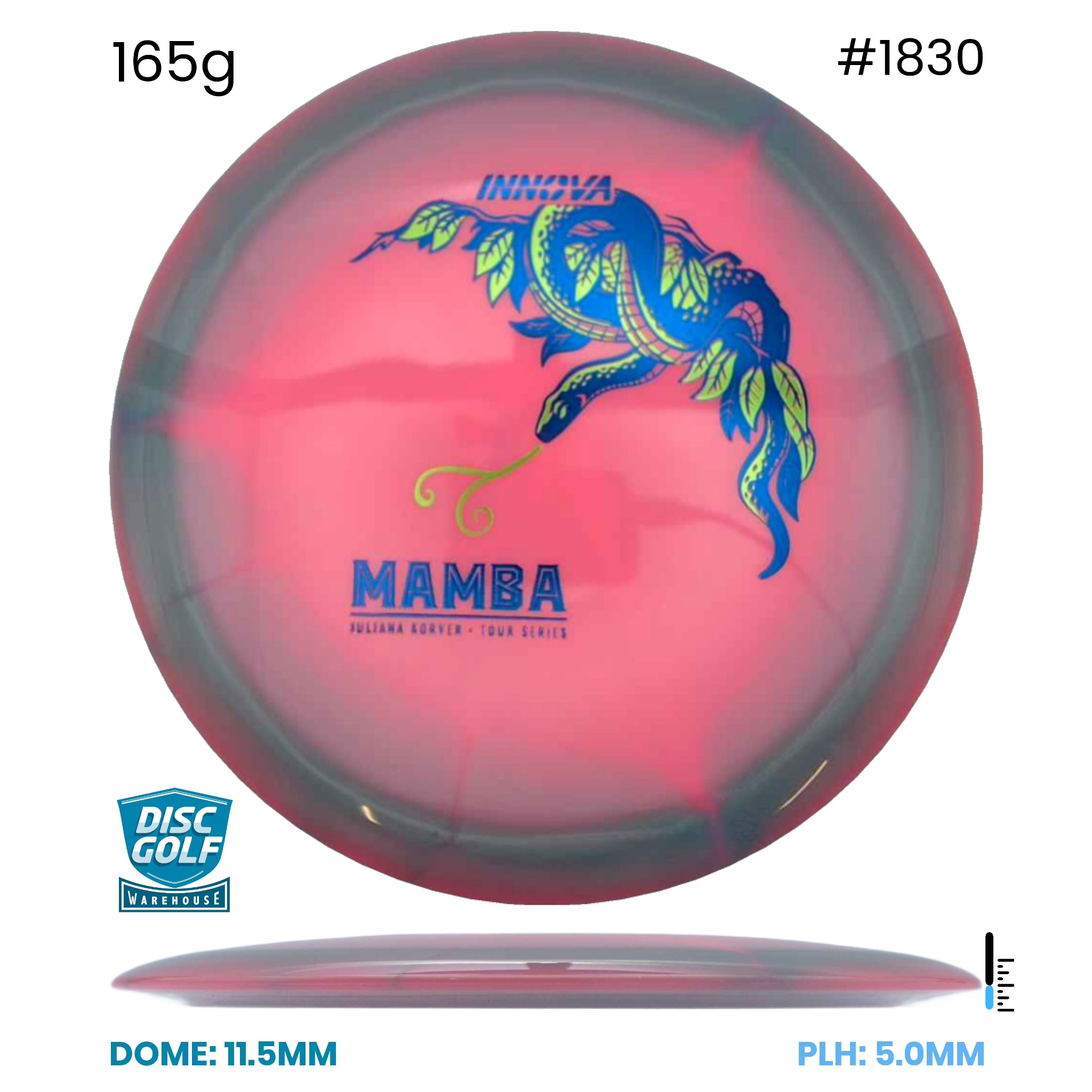 Disc Golf Warehouse Innova Mamba - Proto Glow Halo Star Plastic - Juliana Korver 2026 Tour Series Pink/Blue Metallic, Green Metallic 165g