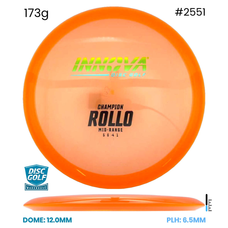 Disc Golf Warehouse Innova Rollo - Champion Plastic Orange/Green Metallic, Black 173g