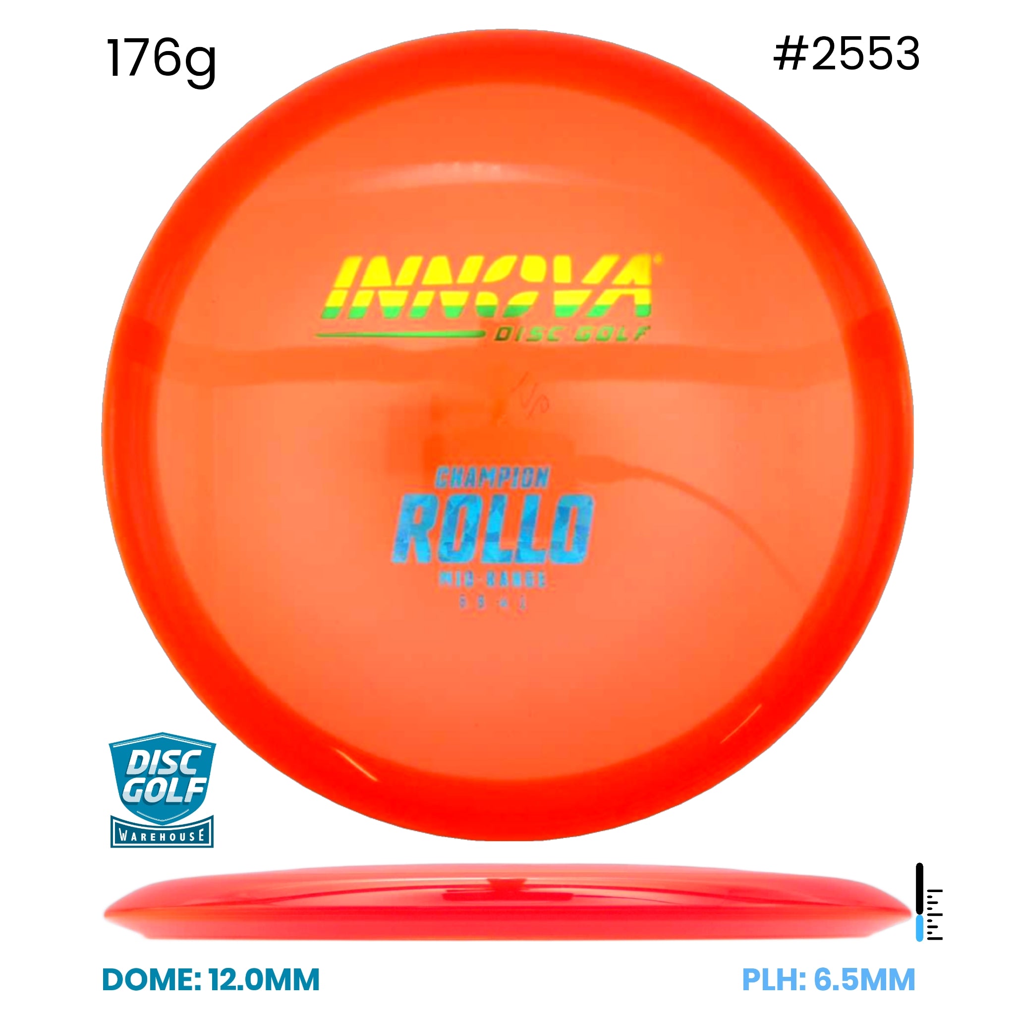 Disc Golf Warehouse Innova Rollo - Champion Plastic Orange/Green Metallic, Blue Metallic 176g