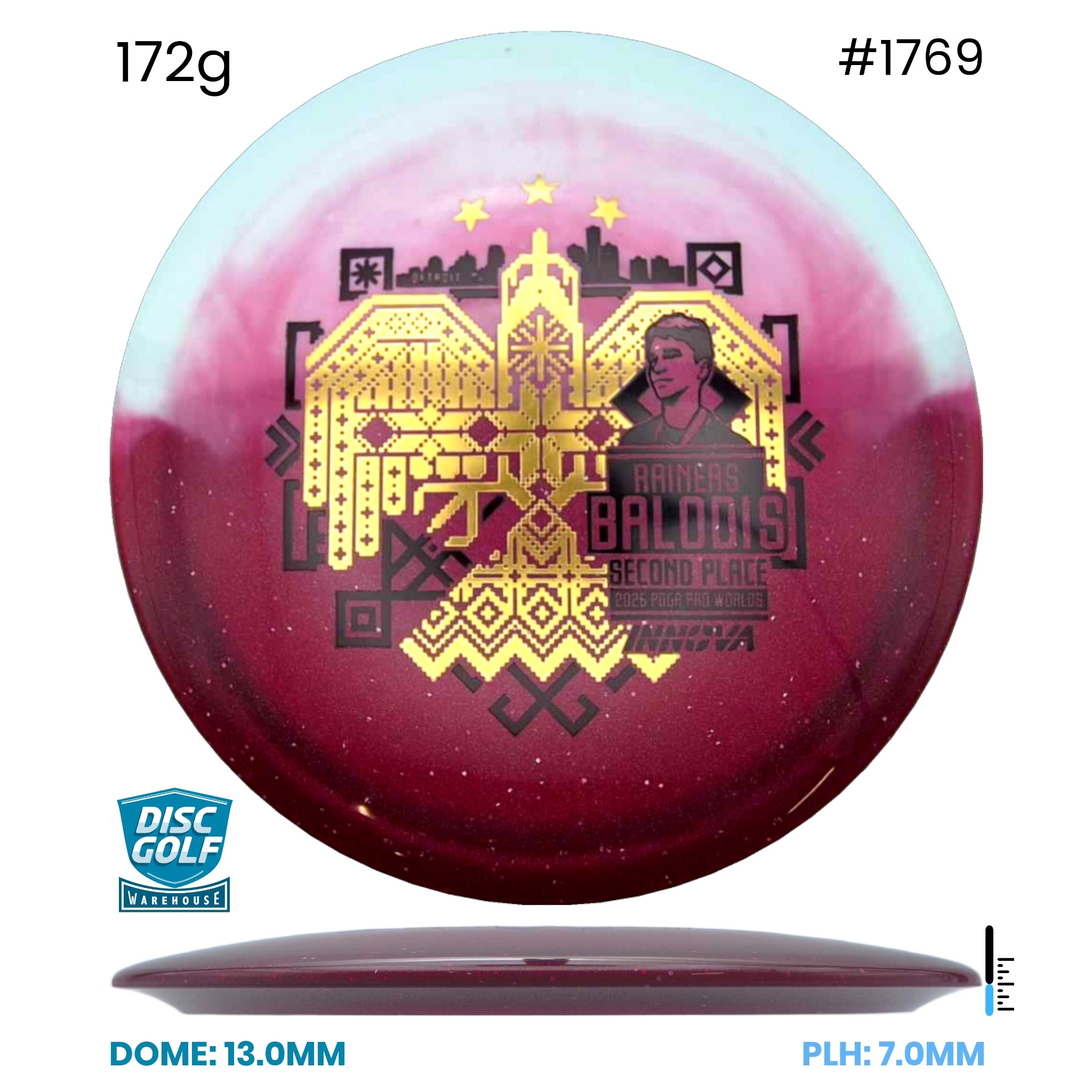 Disc Golf Warehouse Innova Teebird - Duo Plastic - Rainers Balodis Commemorative Edition Red/Gold, Black 172g