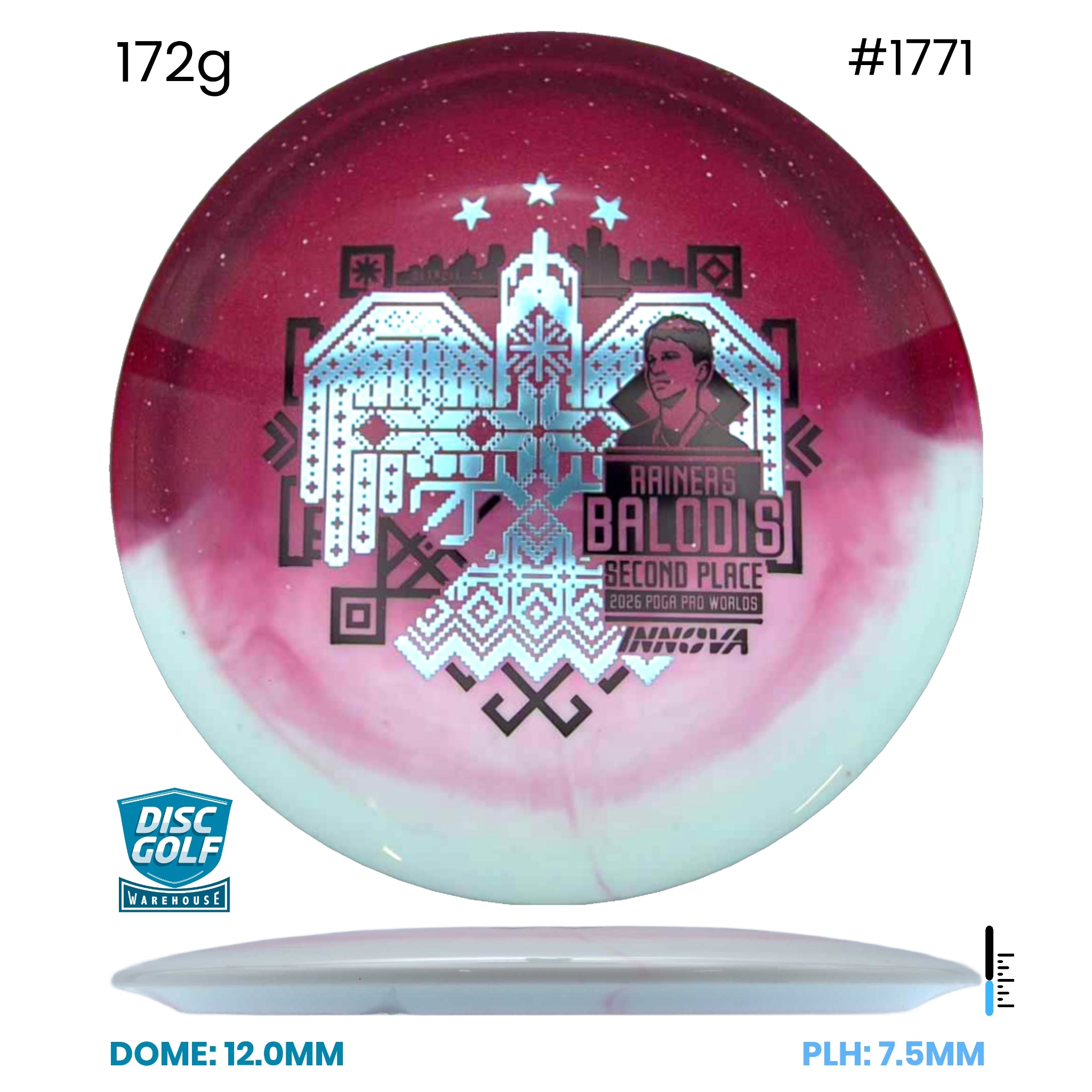 Disc Golf Warehouse Innova Teebird - Duo Plastic - Rainers Balodis Commemorative Edition Red/Silver, Black 172g