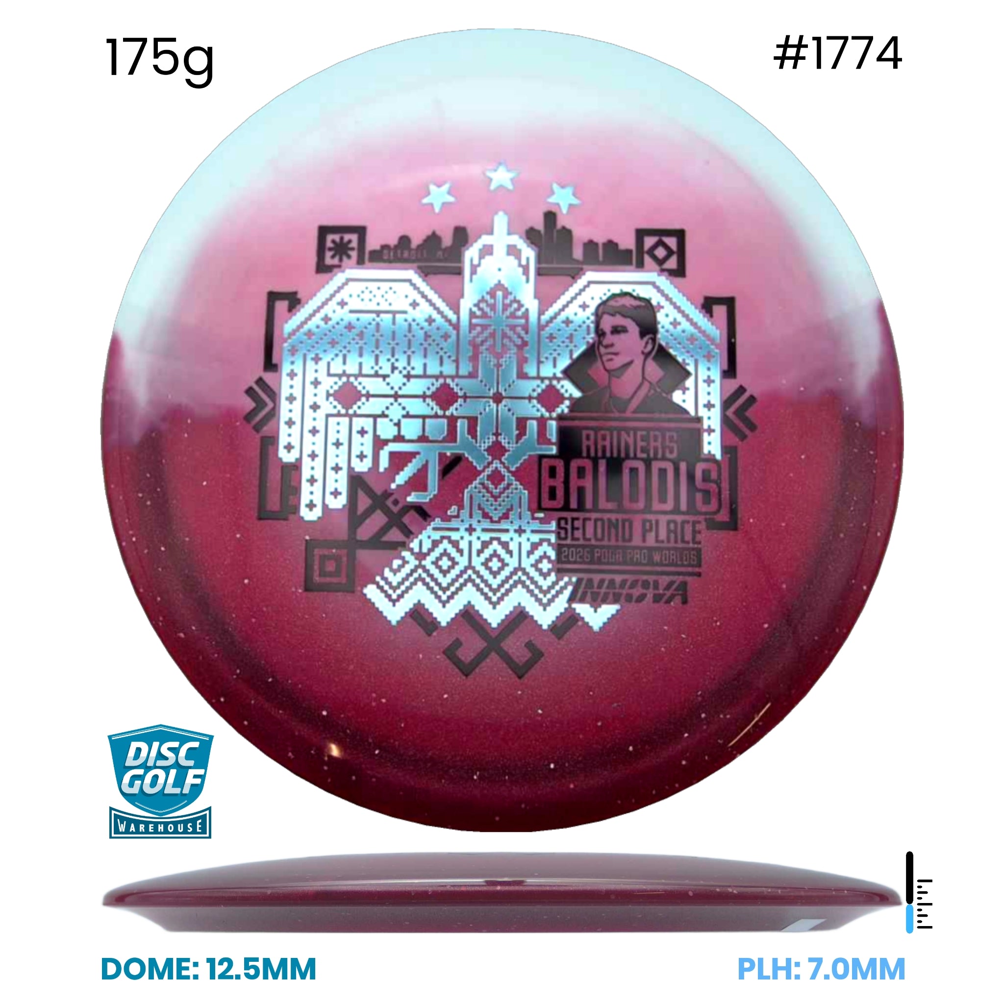 Disc Golf Warehouse Innova Teebird - Duo Plastic - Rainers Balodis Commemorative Edition Red/Silver, Black 175g