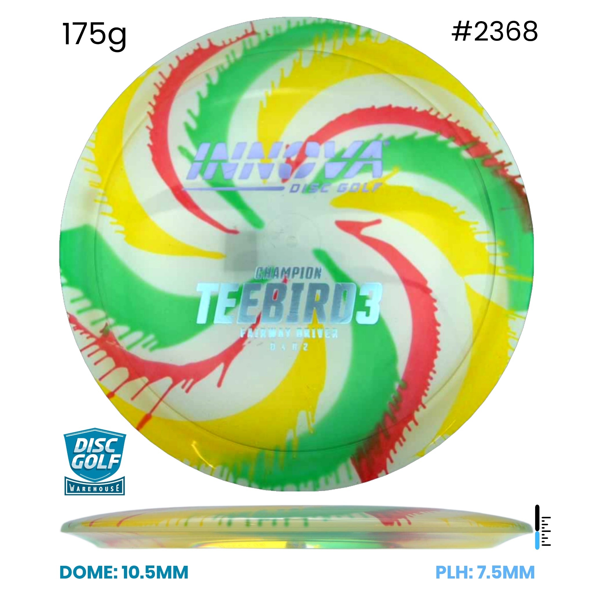 Disc Golf Warehouse Innova Teebird3 - I Dye Champion Plastic Full Colour Dye/Rainbow Holo 175g