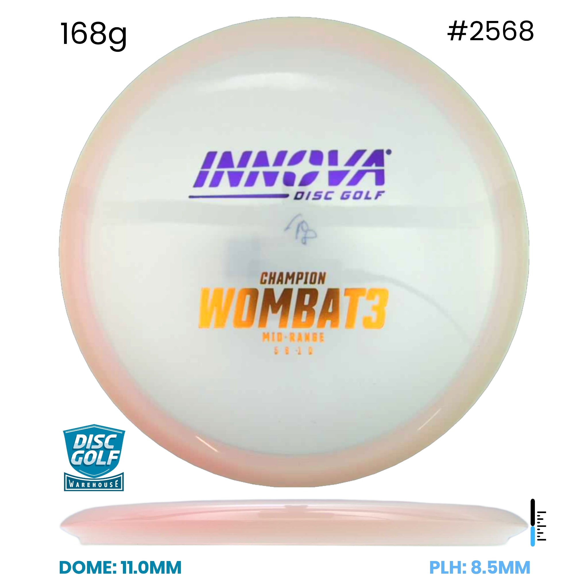 Disc Golf Warehouse Innova Wombat3 - Champion Plastic Clear/Purple Metallic, Gold 168g